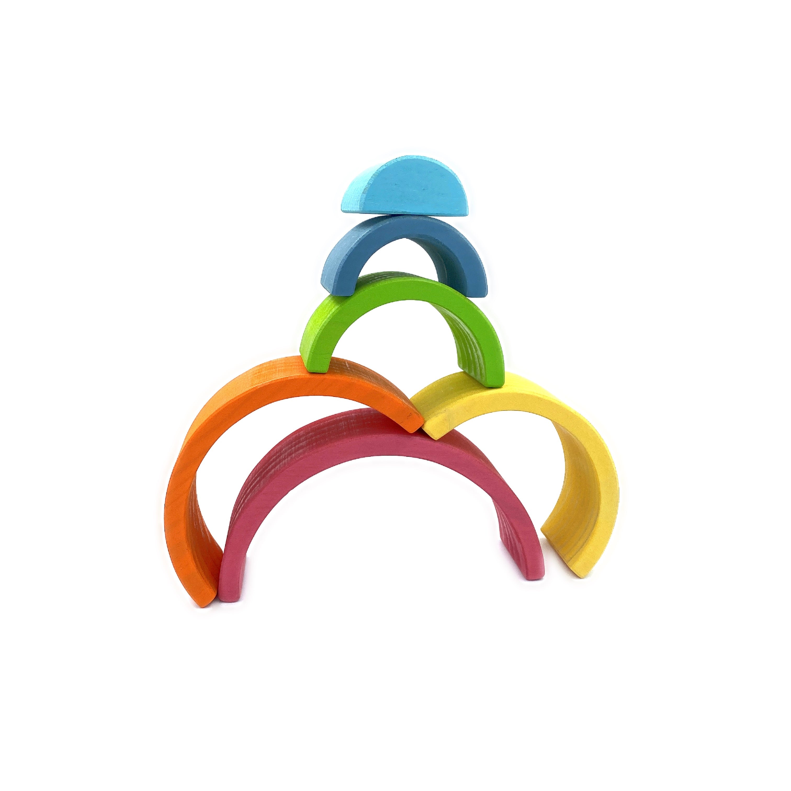 6 Pcs Small Rainbow Stacking Blocks In Pastel/macaron Colors