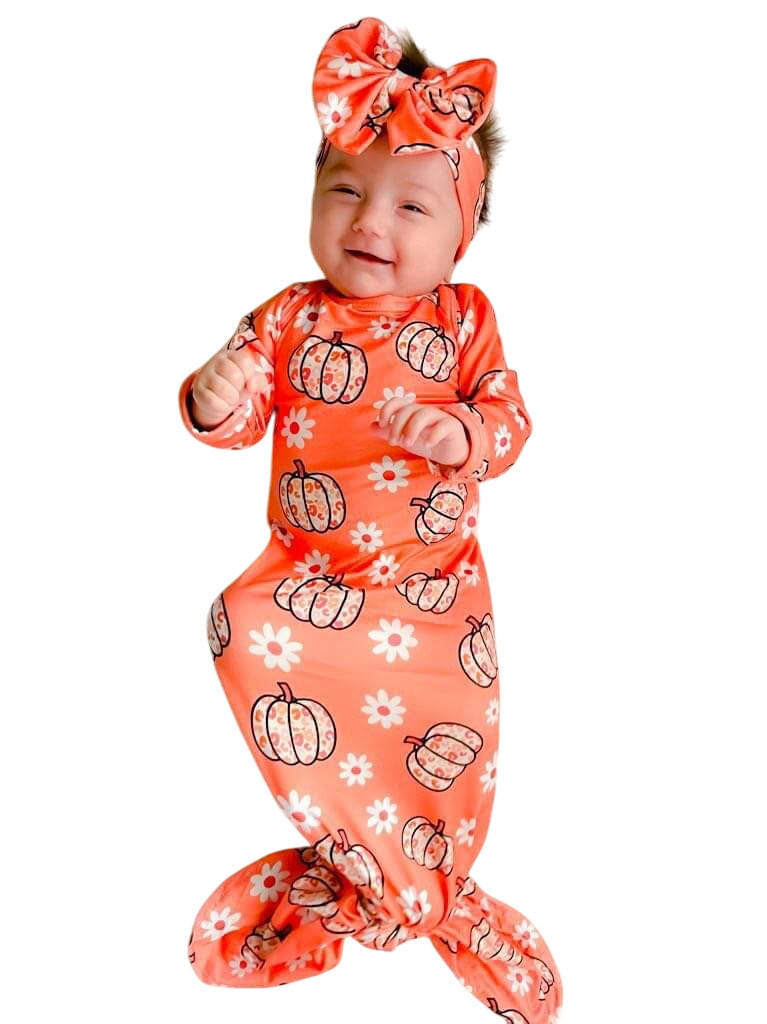 Leopard Pumpkin Gown And Headband Set