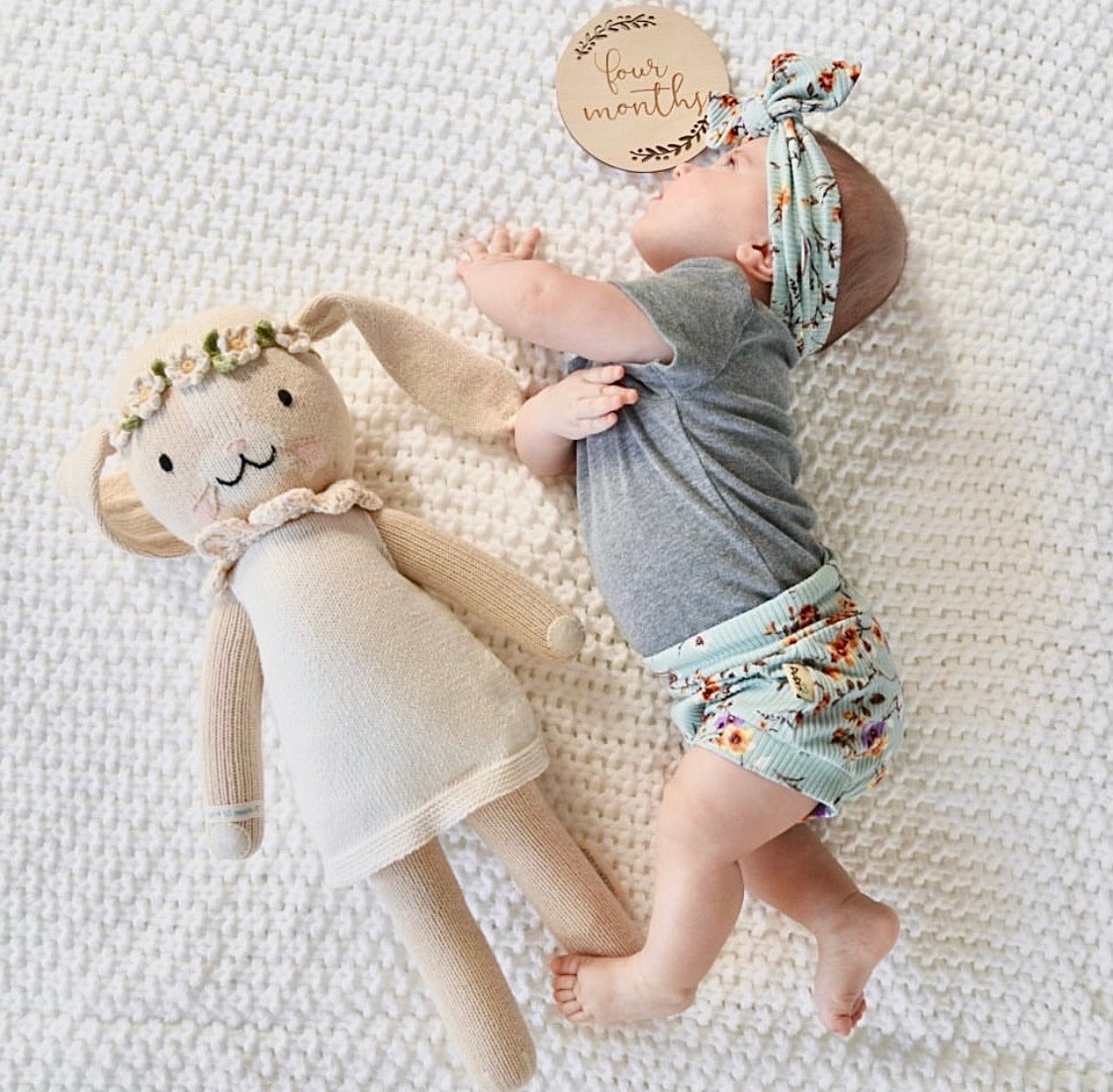 Dried Floral On Sage Ribbed Bummies