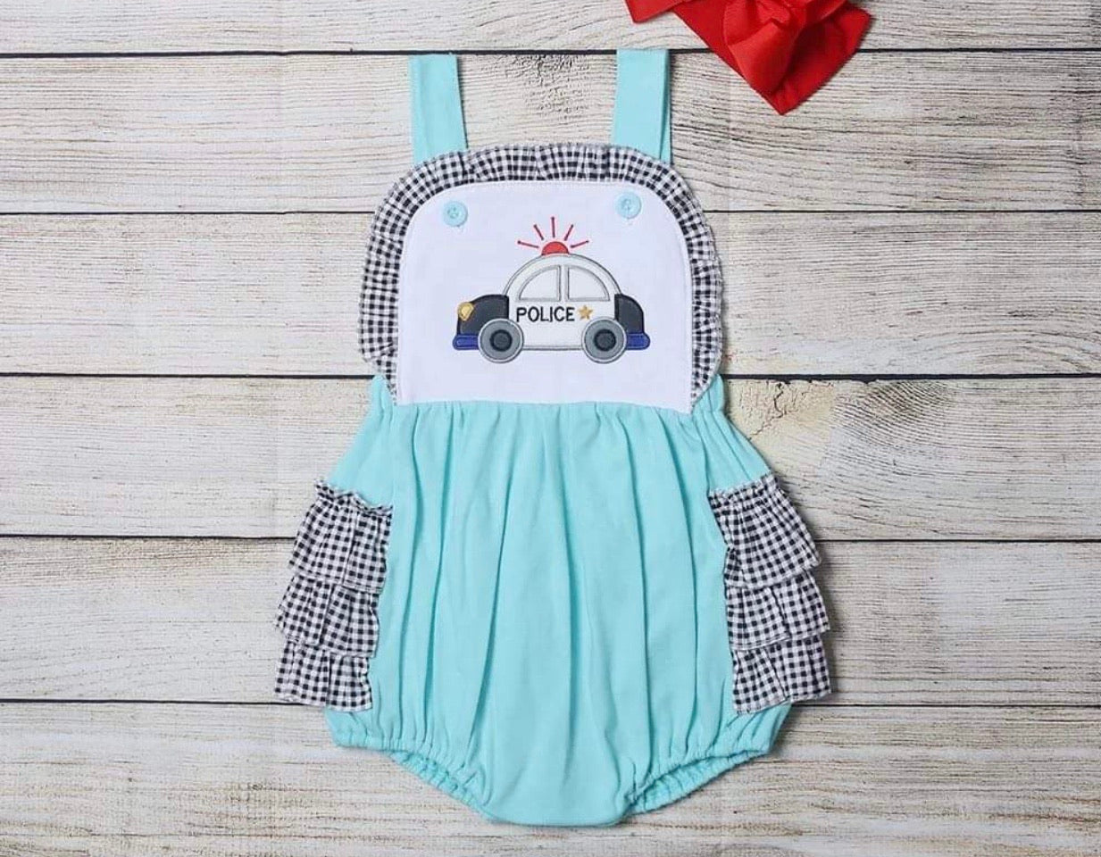 Baby Girl Police Bubble Romper Only