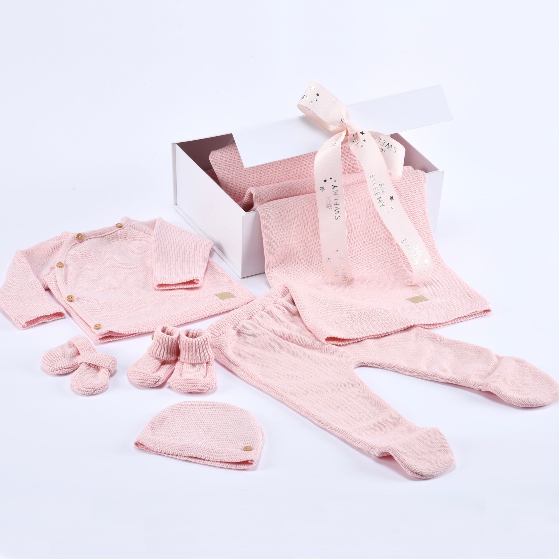 Petit Sweeny Gift Box | Girls Pink Organic Cotton Knit Set (6)
