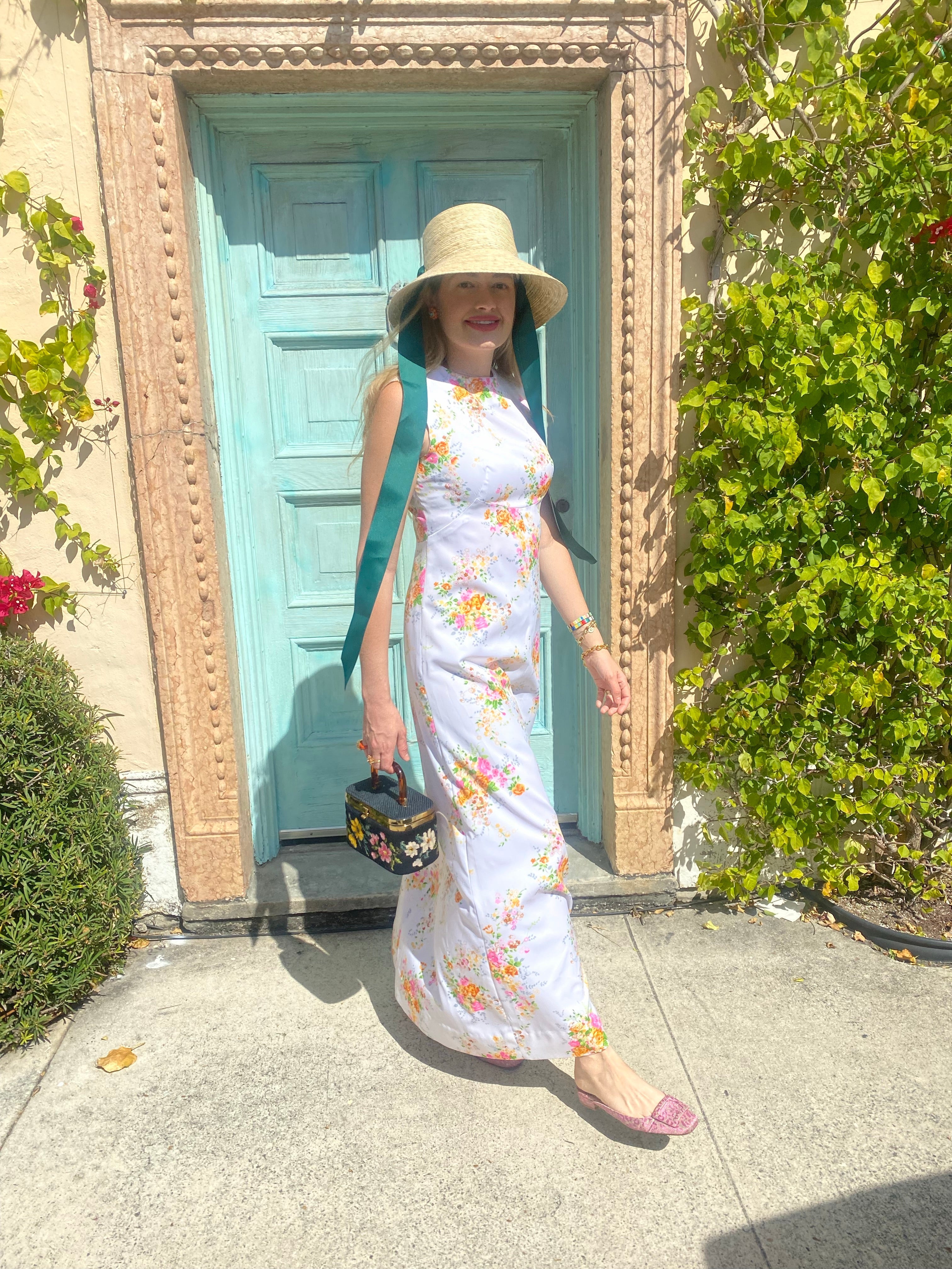 Clematis Bucket Hat - Check Block Print Hat Scarf