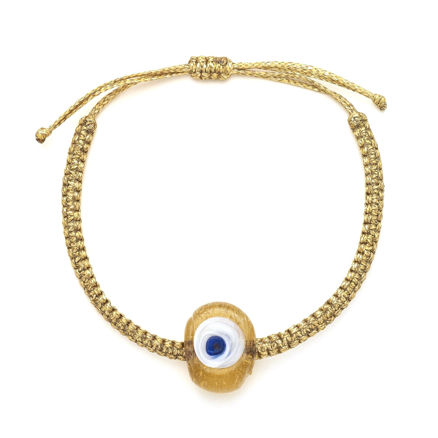 Mini Caramel Glass Evil Eye Bracelet