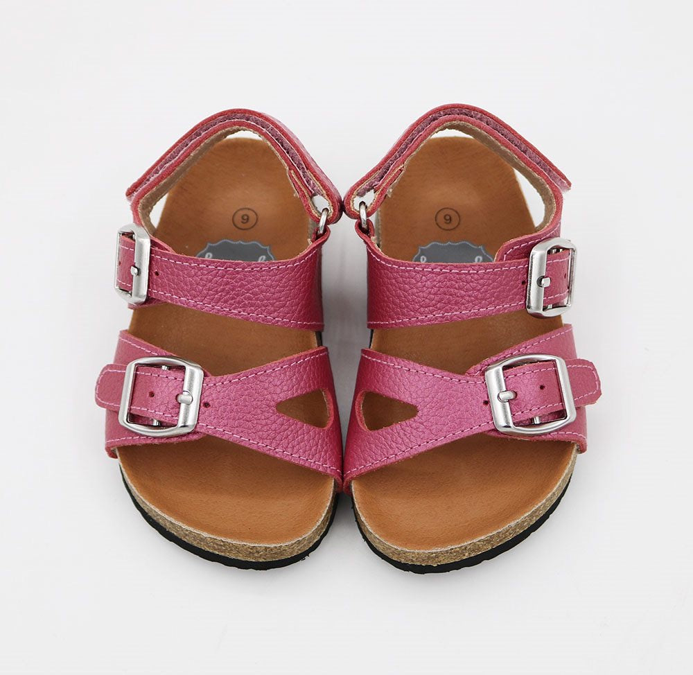 Hamptons Footbed Sandals - Metallic Pink