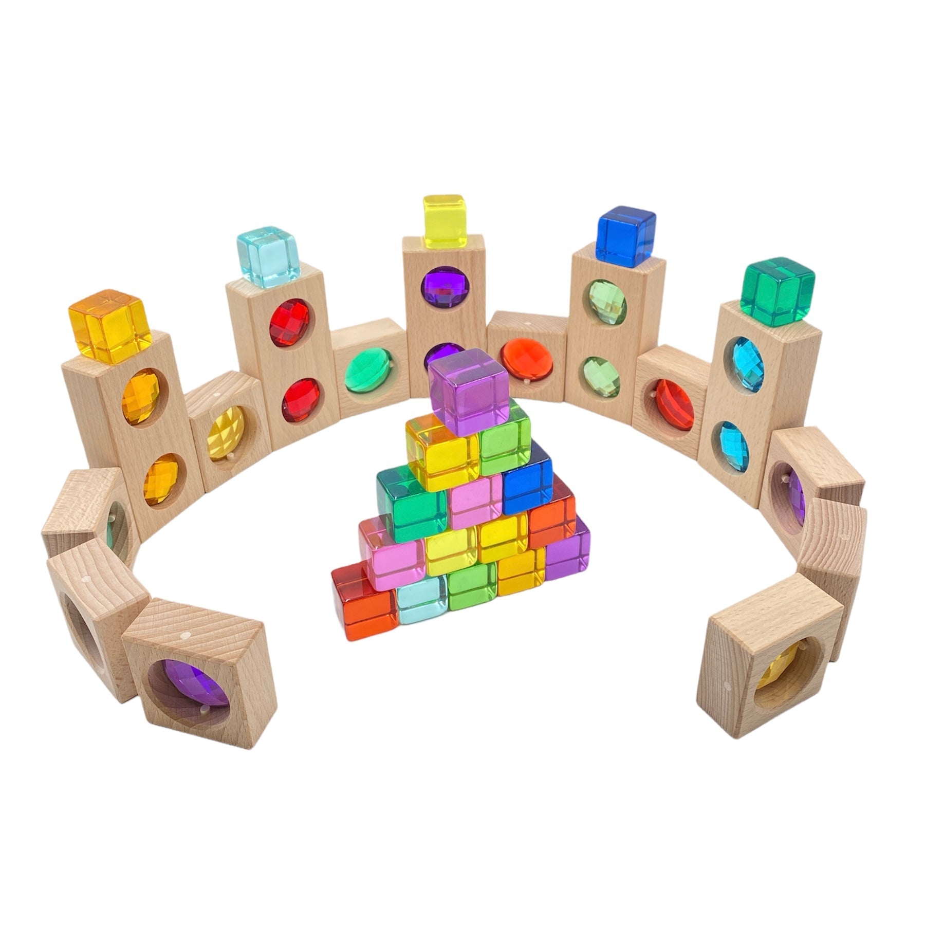 15 Pcs Colored Track With 20 Pcs Lucite Cubes Set With Storage Tray