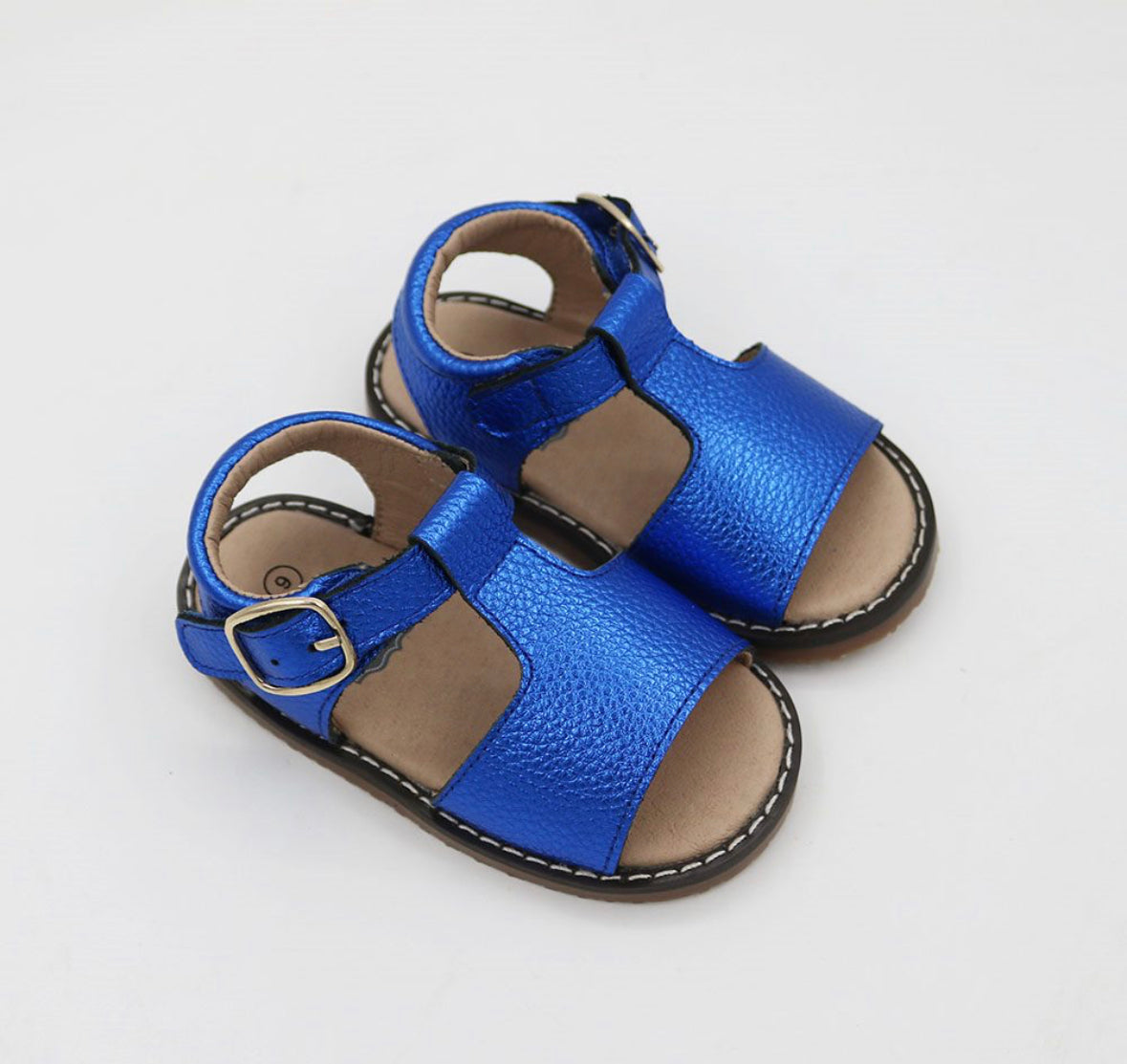 Paige T-bar Sandals - Metallic Navy