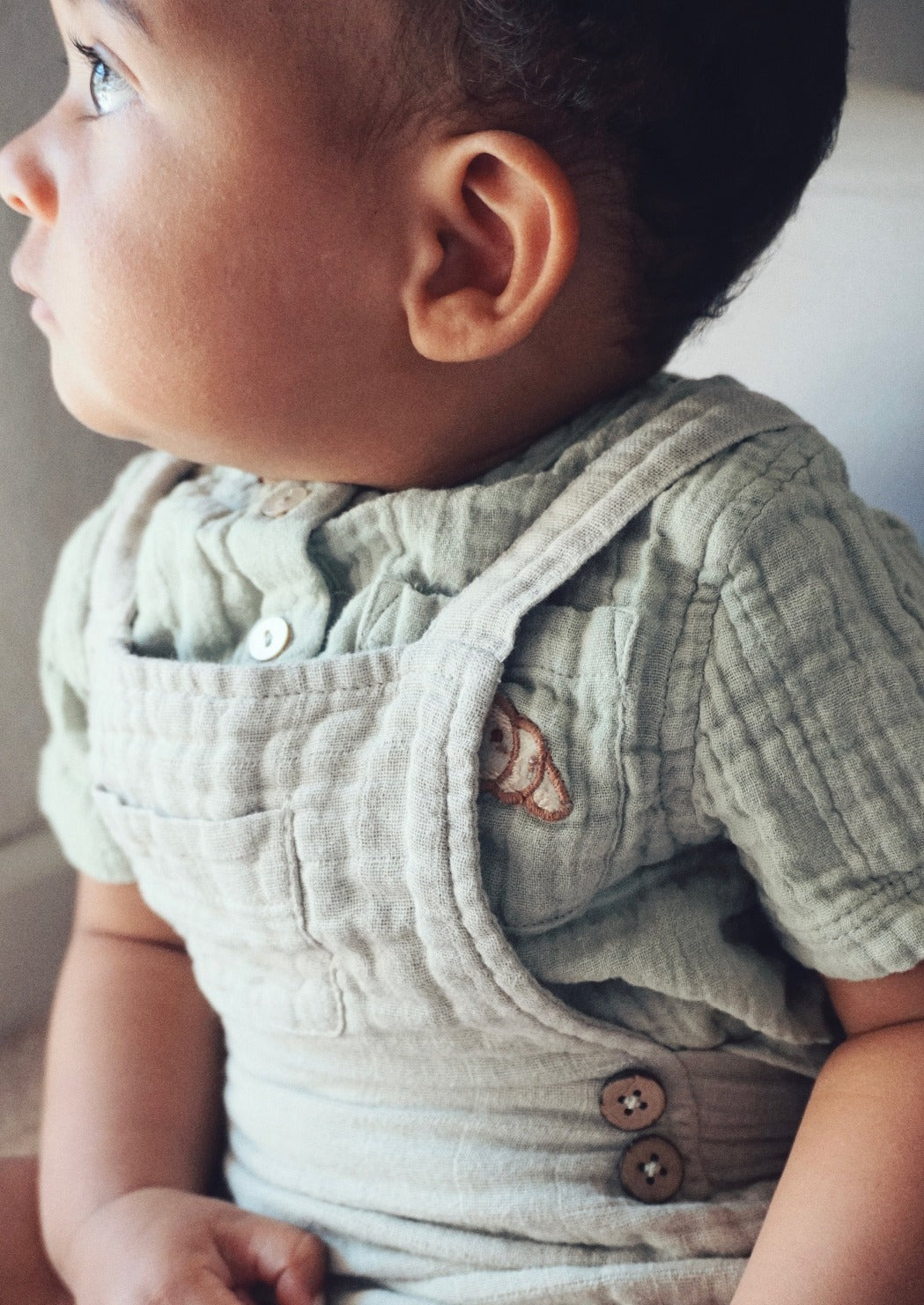 Cayden | Organic Muslin Petit Croissant Set | Sage