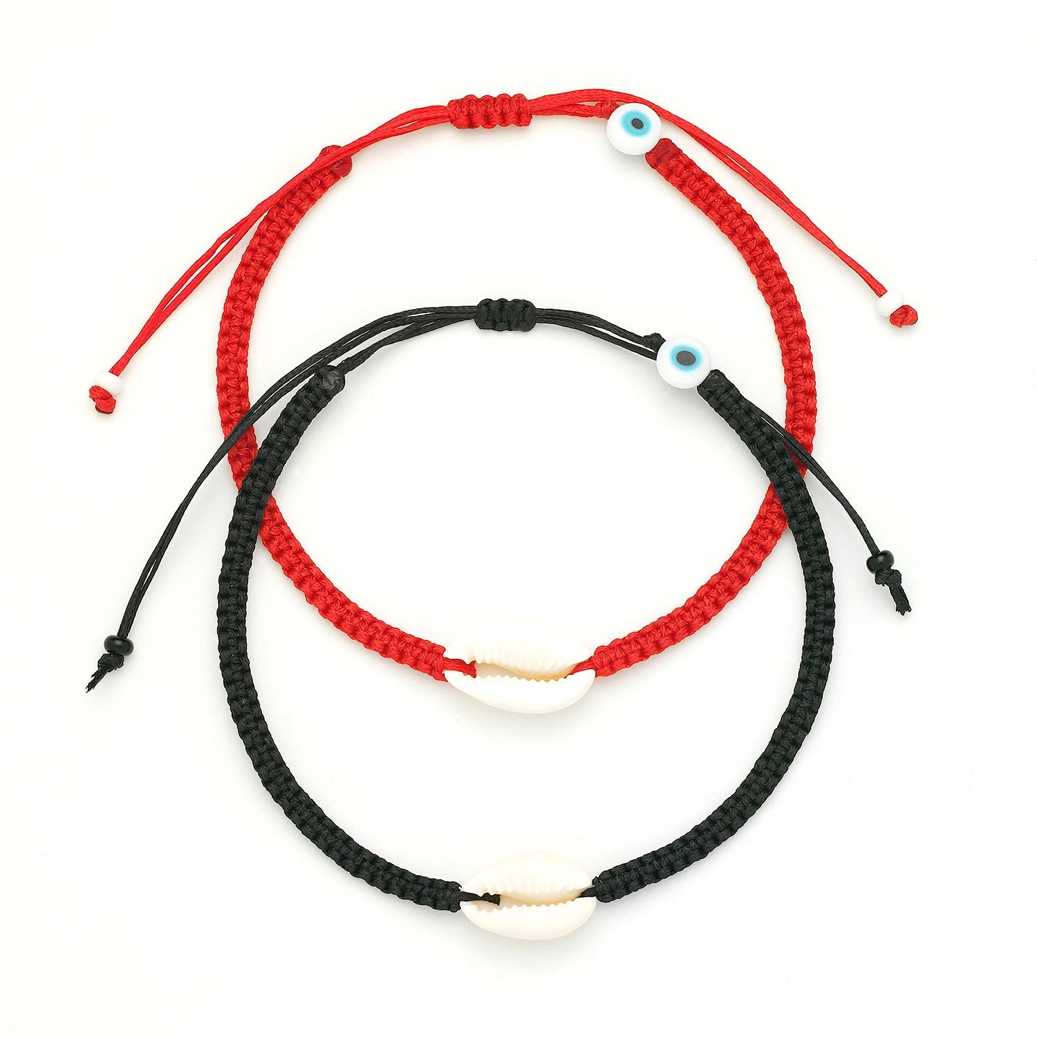 Monochrome Braided Cowrie Shell Anklet