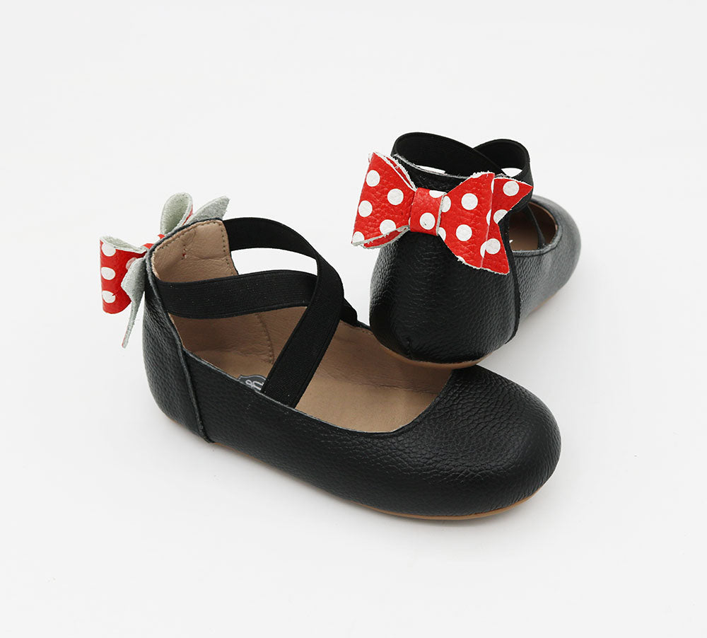 Black Bow Back Ballet - Polkadot Bow
