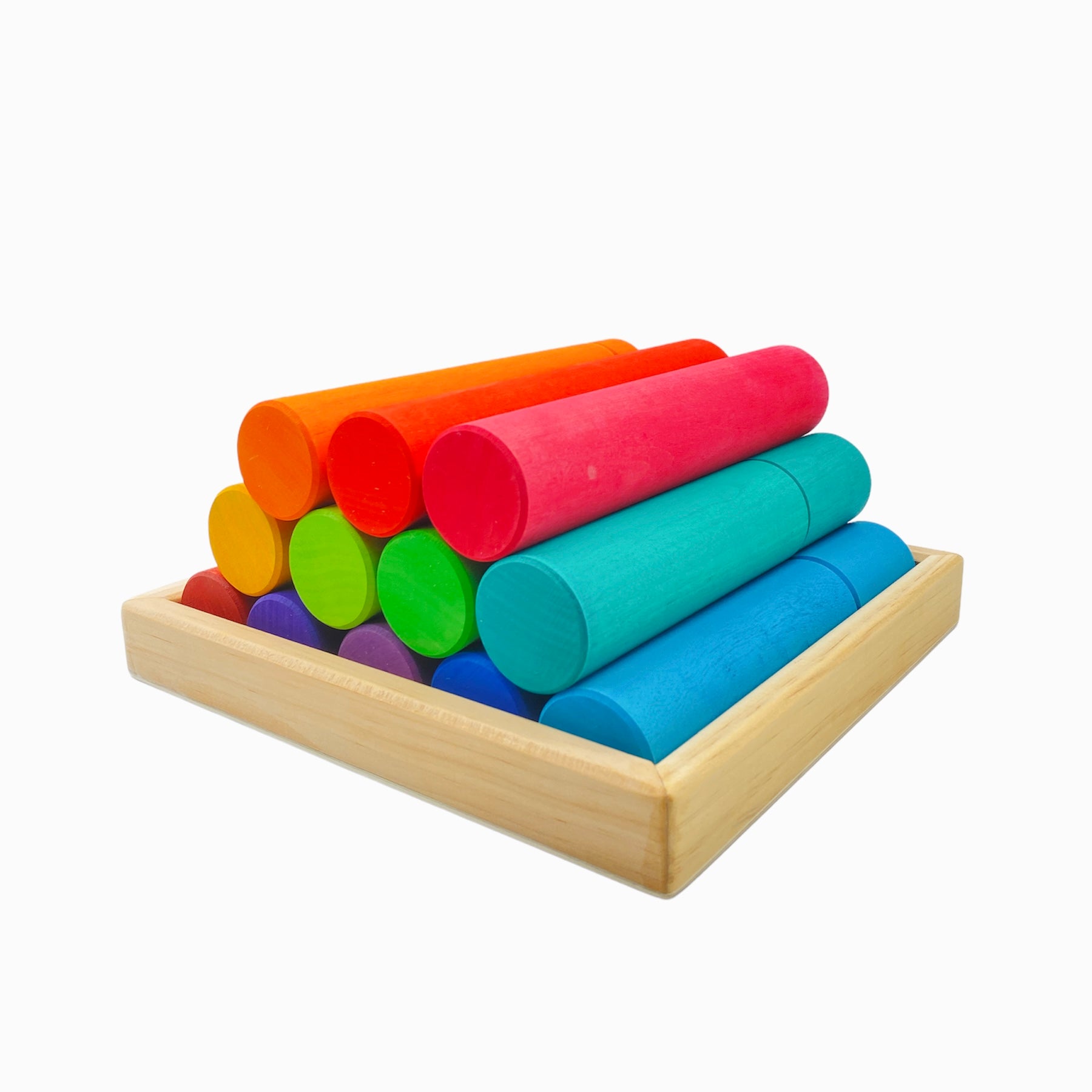 25 Pcs Stained Large Building Rollers Rainbow With Storage Tray