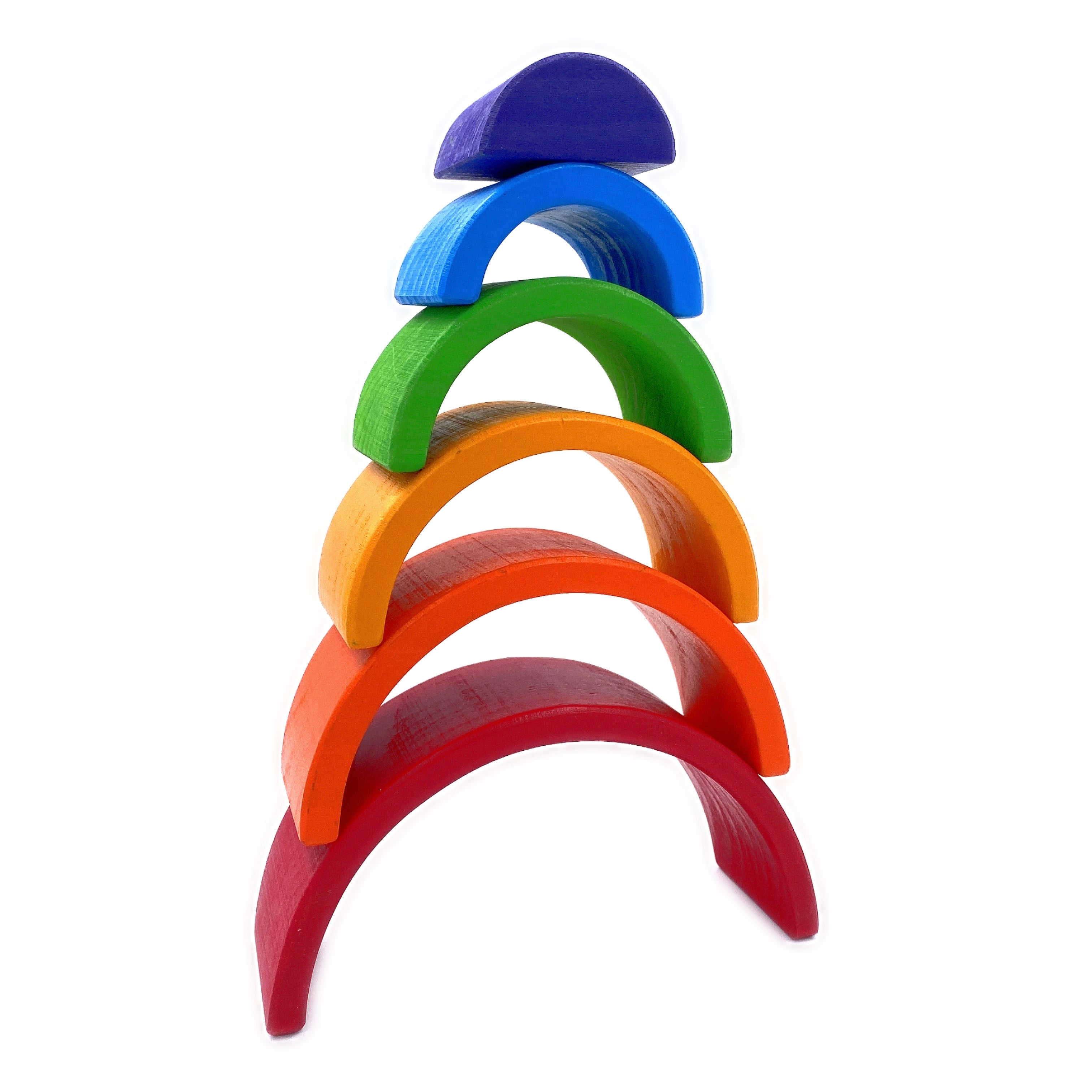 6 Pcs Small Rainbow Stacking Blocks In Primary Colors
