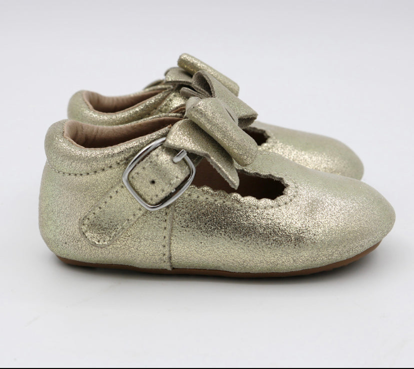 Bow T-straps - Gold Shimmer