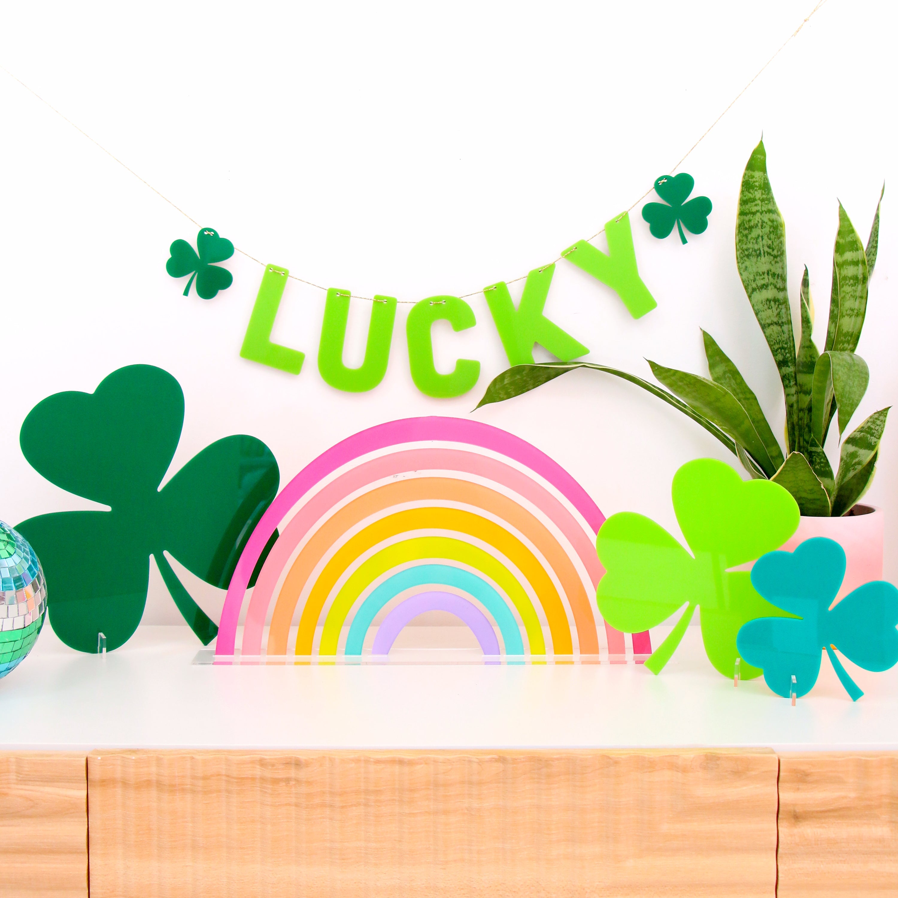 Acrylic 3 Leaf Clover Shamrock Set