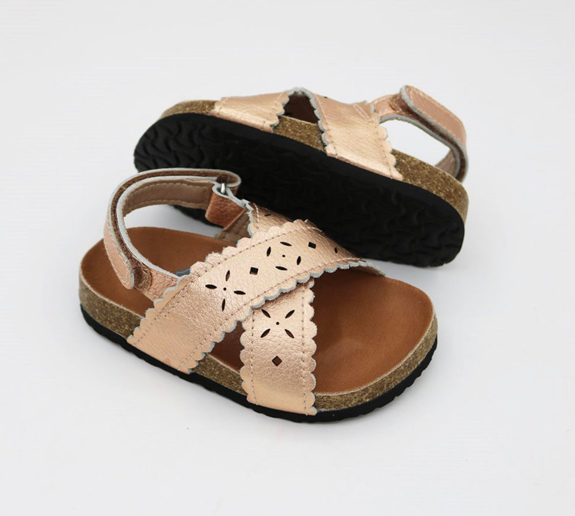 Manhattan Footbed Sandals - Rose Gold