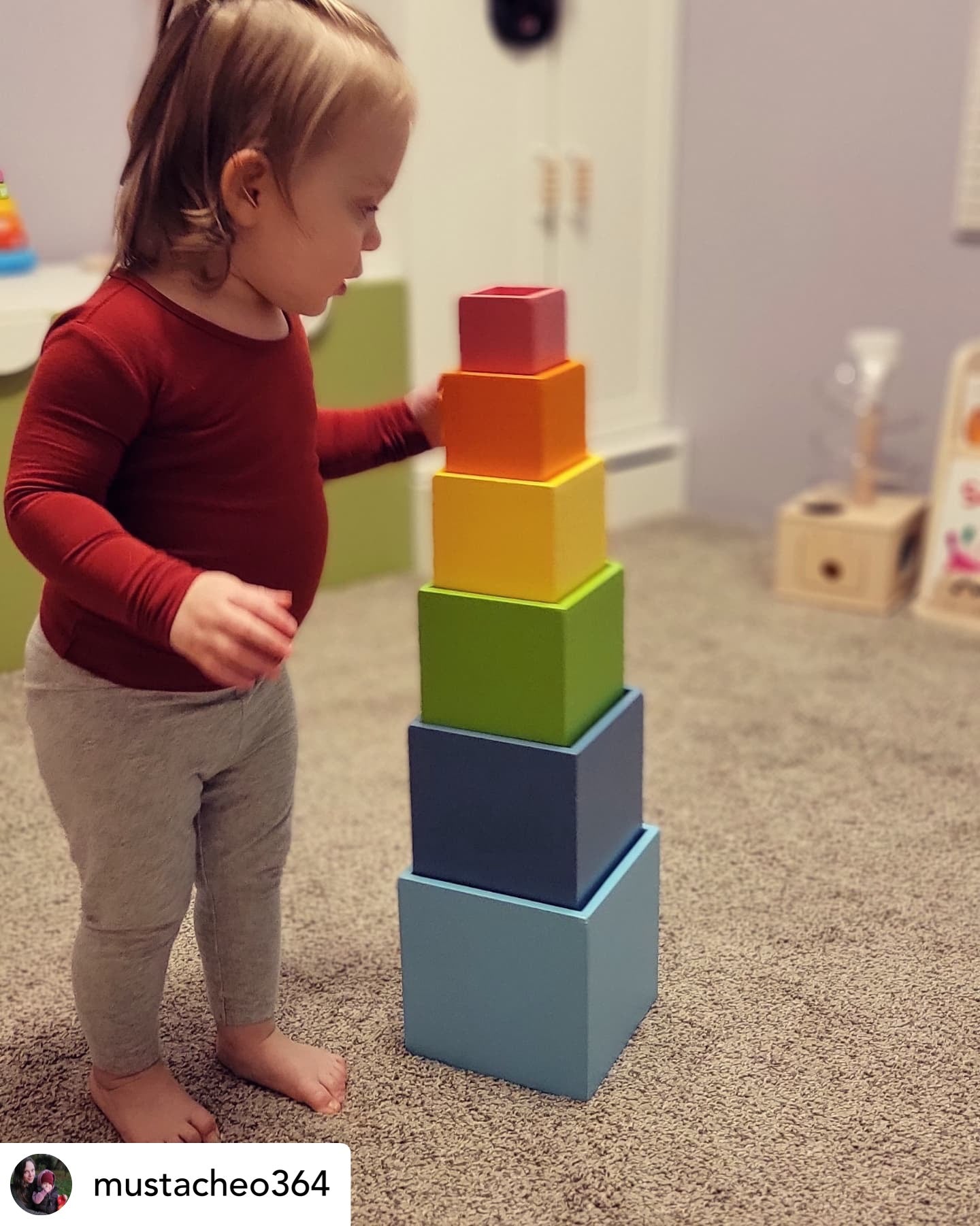 6 Pcs Colored Wooden Nesting Box Set In Pastel/macaron Color