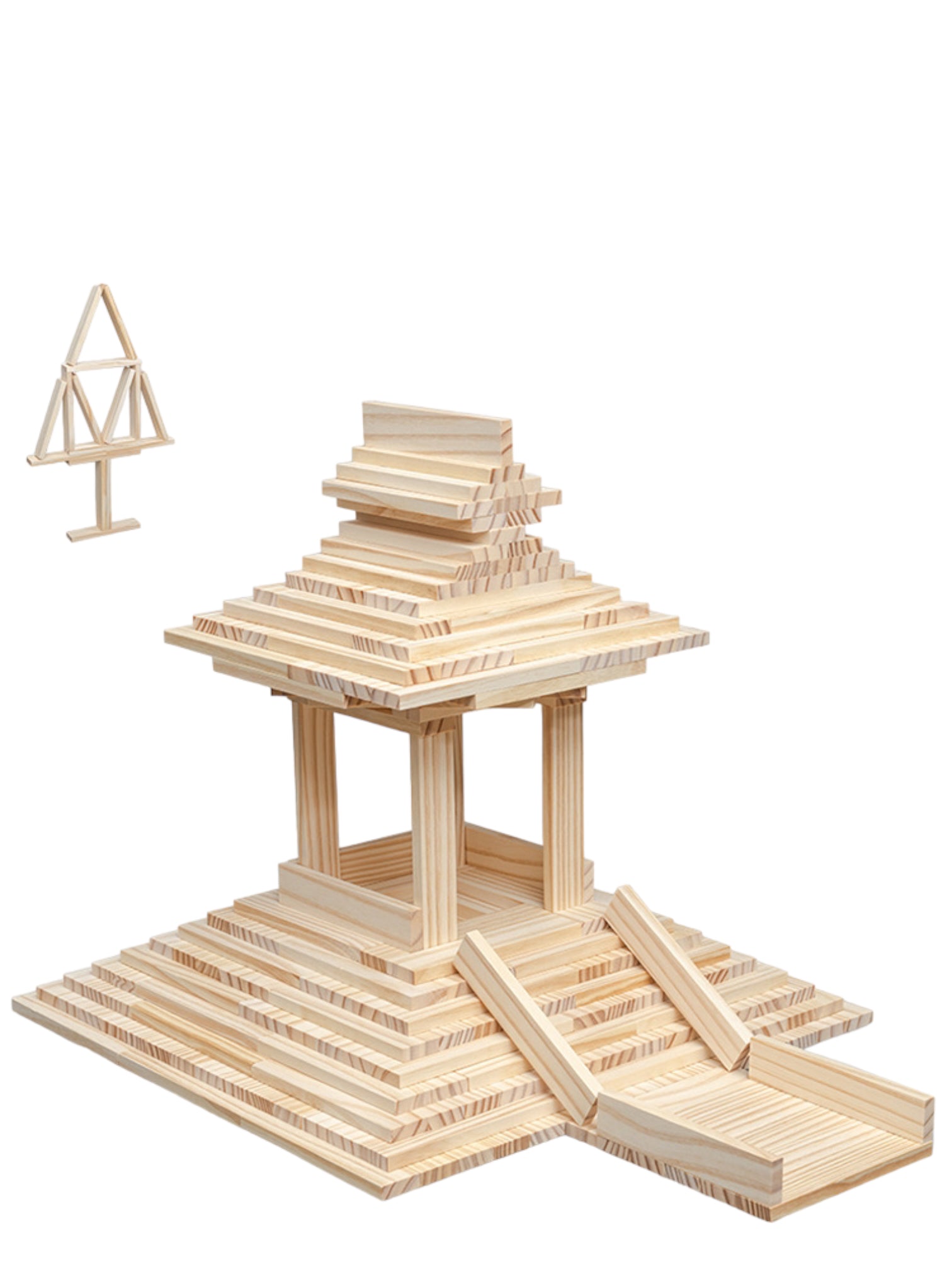 120 Pcs Natural Wooden Building Planks Set