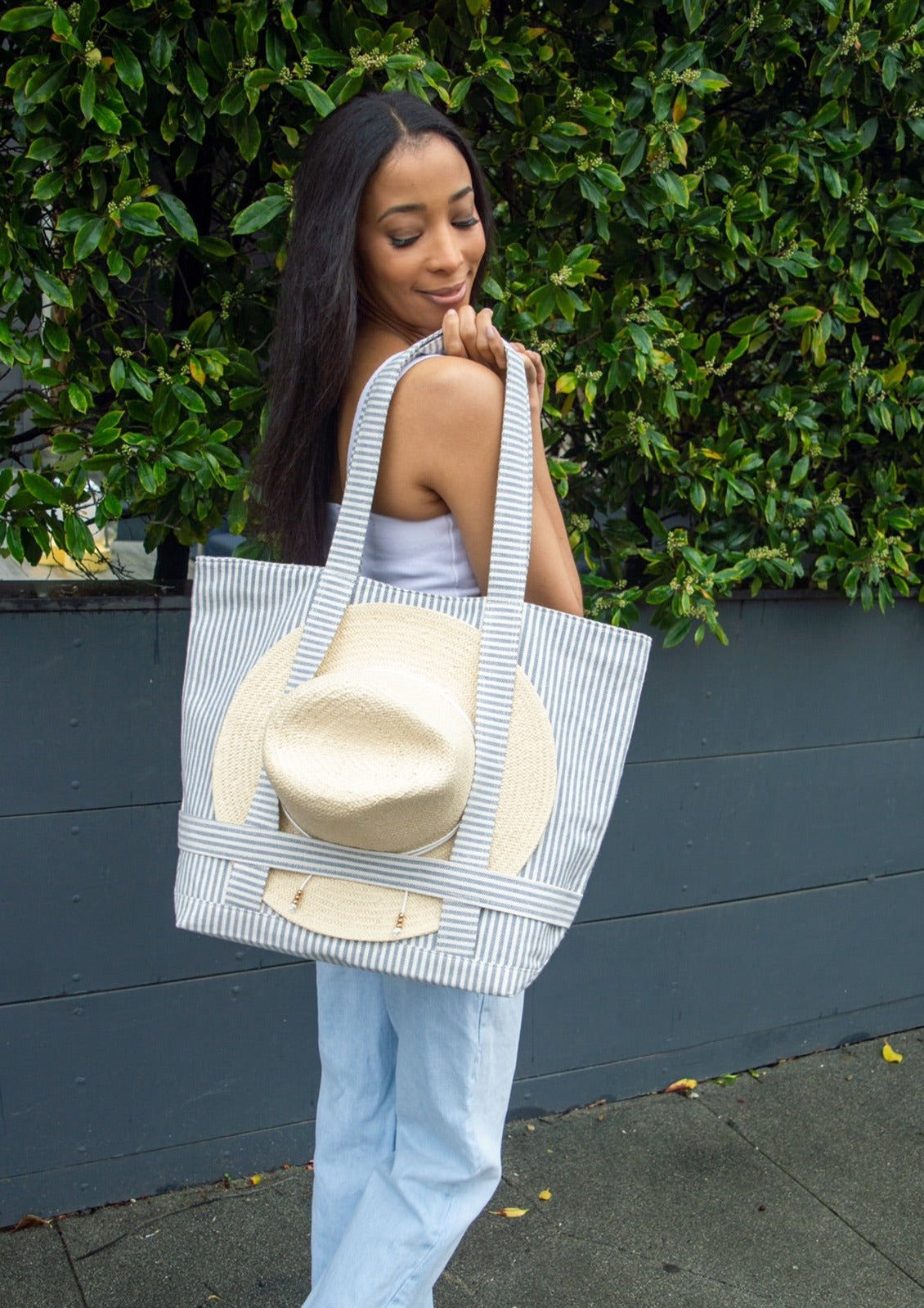 The Original Canvas Traveler Bag- Navy Stripe