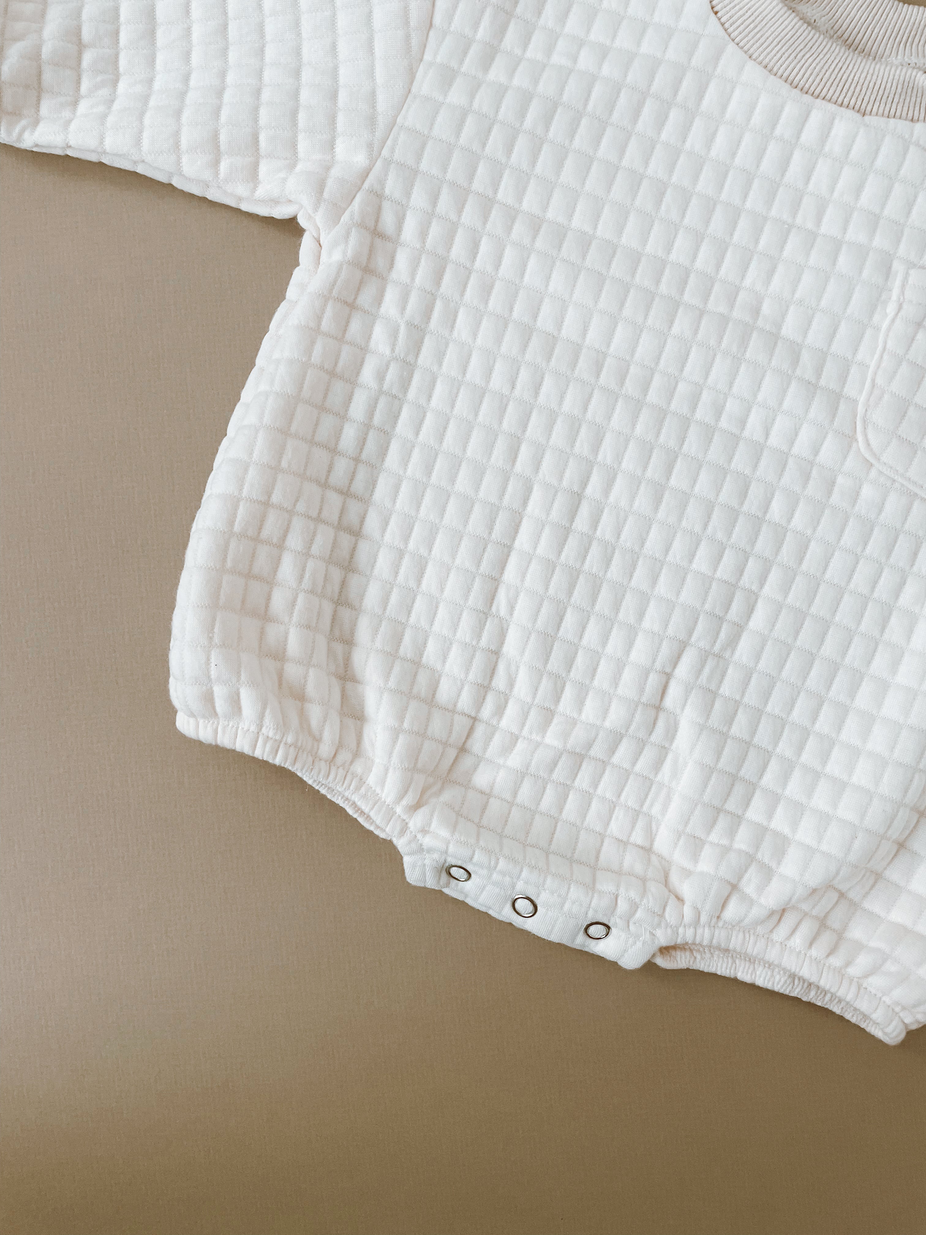Quilted Sweatshirt Romper - Cloud