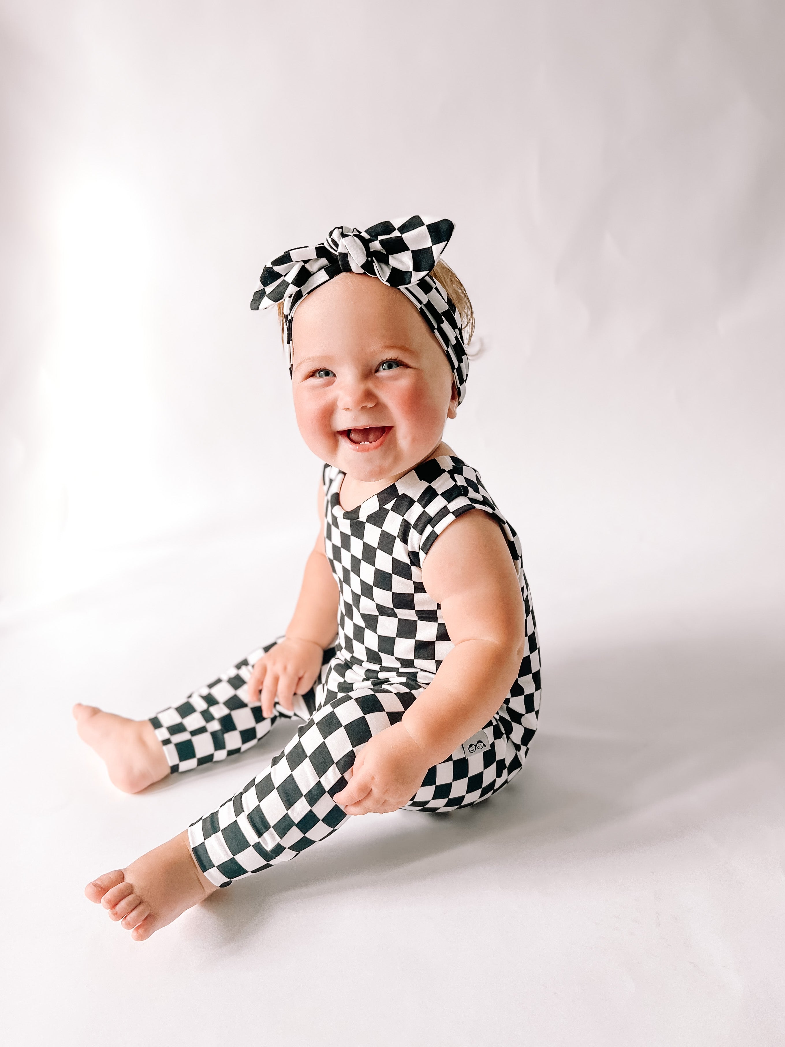 Black Retro Checkered Harem Romper