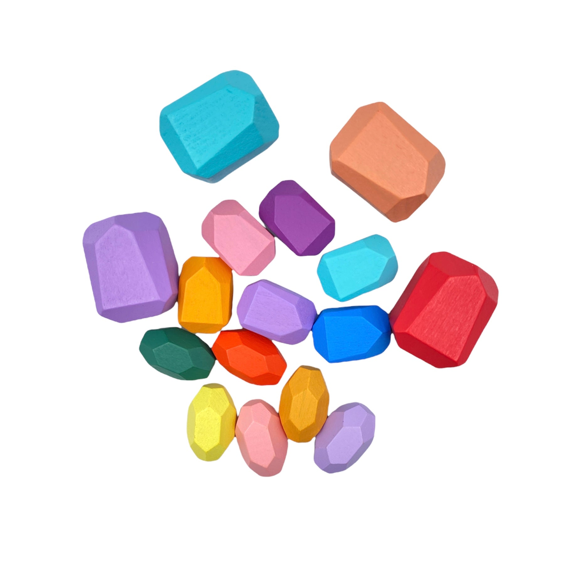 16 Pcs Wooden Stone Balancing Stacking Blocks In Pastel/macaron Colors