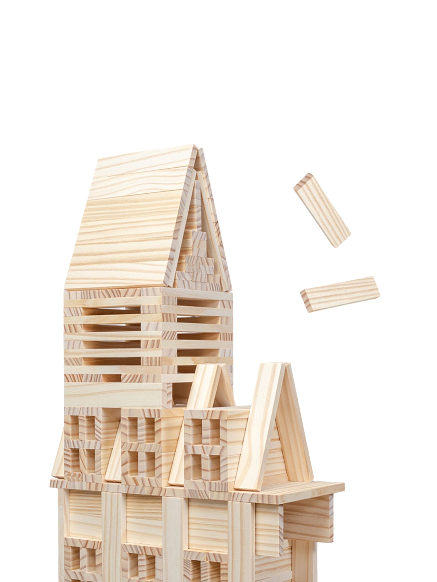 120 Pcs Natural Wooden Building Planks Set