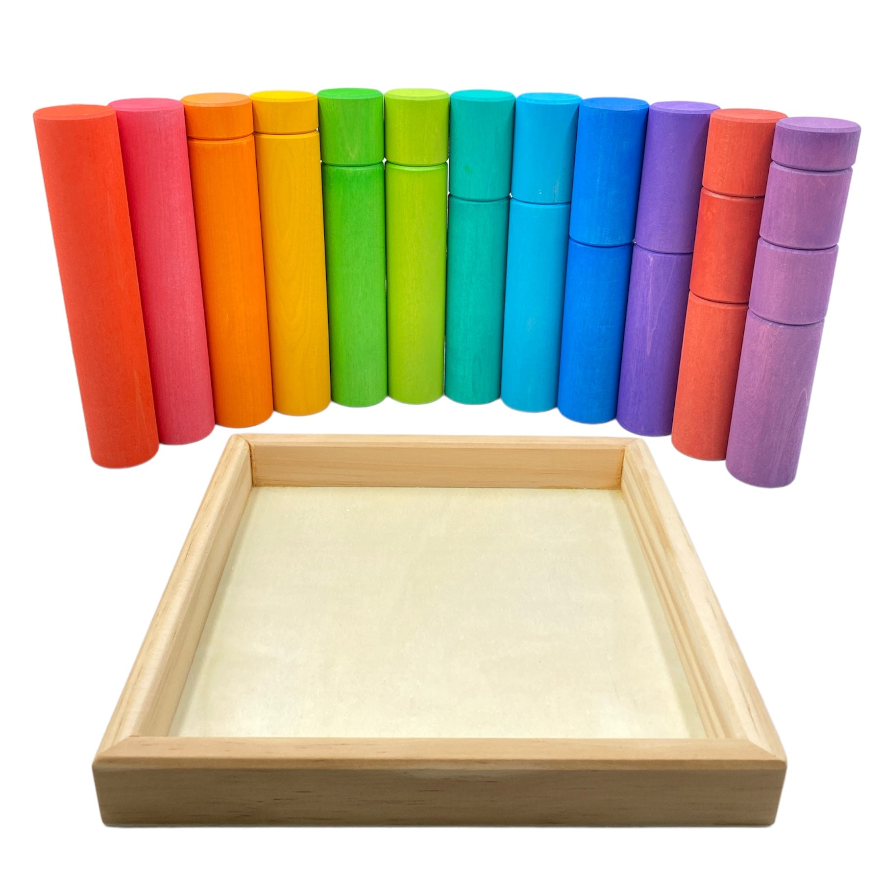 25 Pcs Stained Large Building Rollers Rainbow With Storage Tray