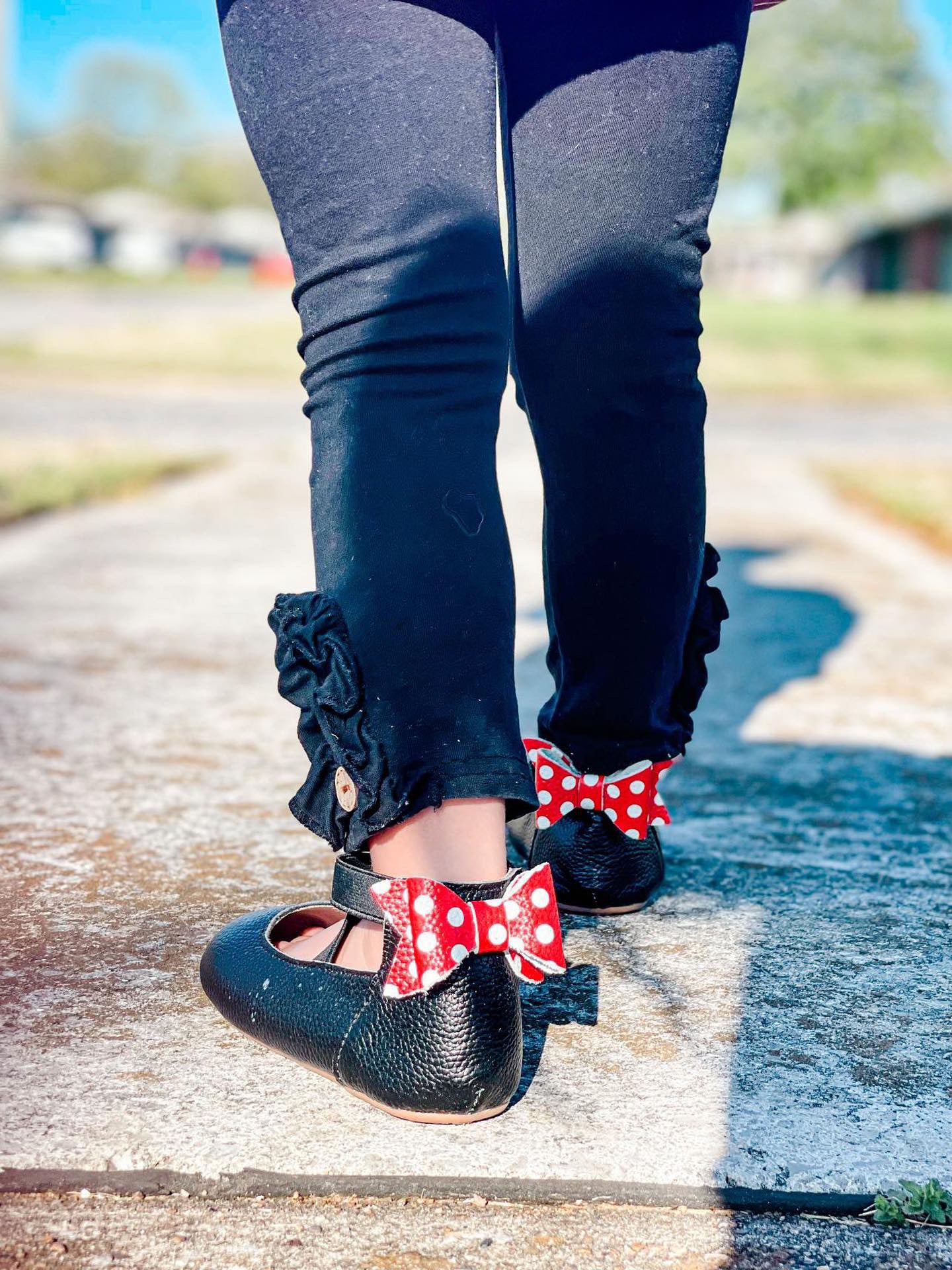 Black Bow Back Ballet - Polkadot Bow