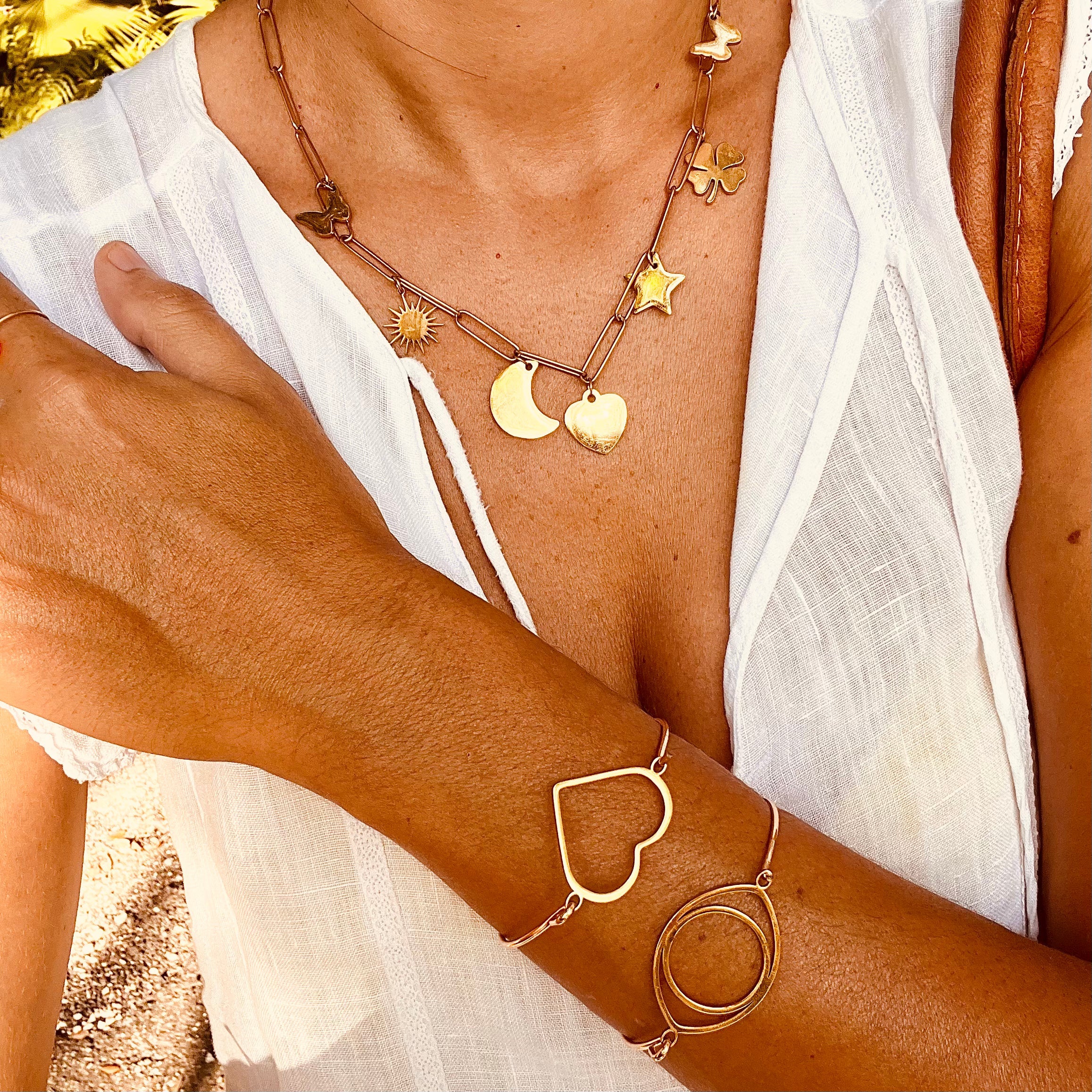 Gold Link Charm Necklace