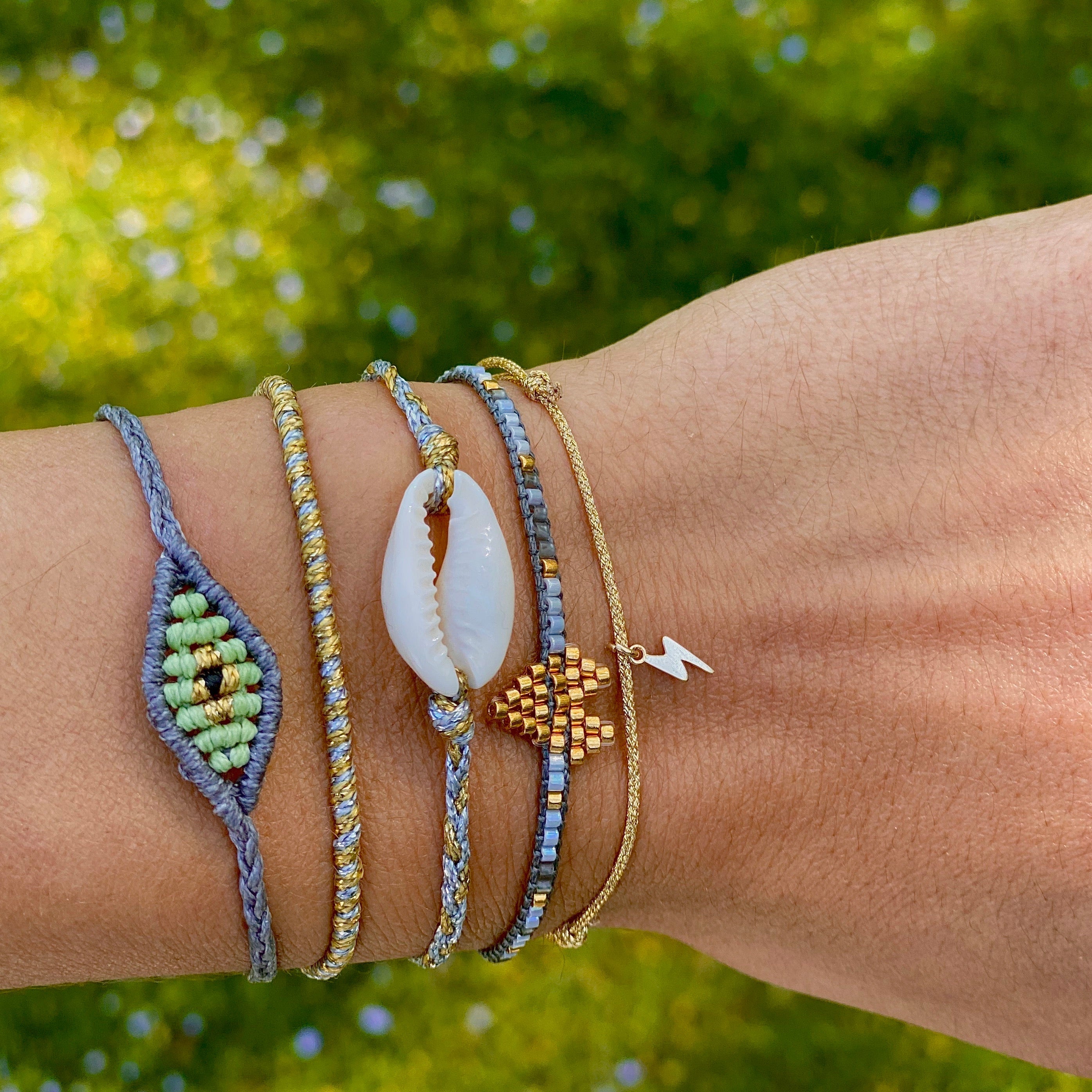 Small Gray Evil Eye Bracelet