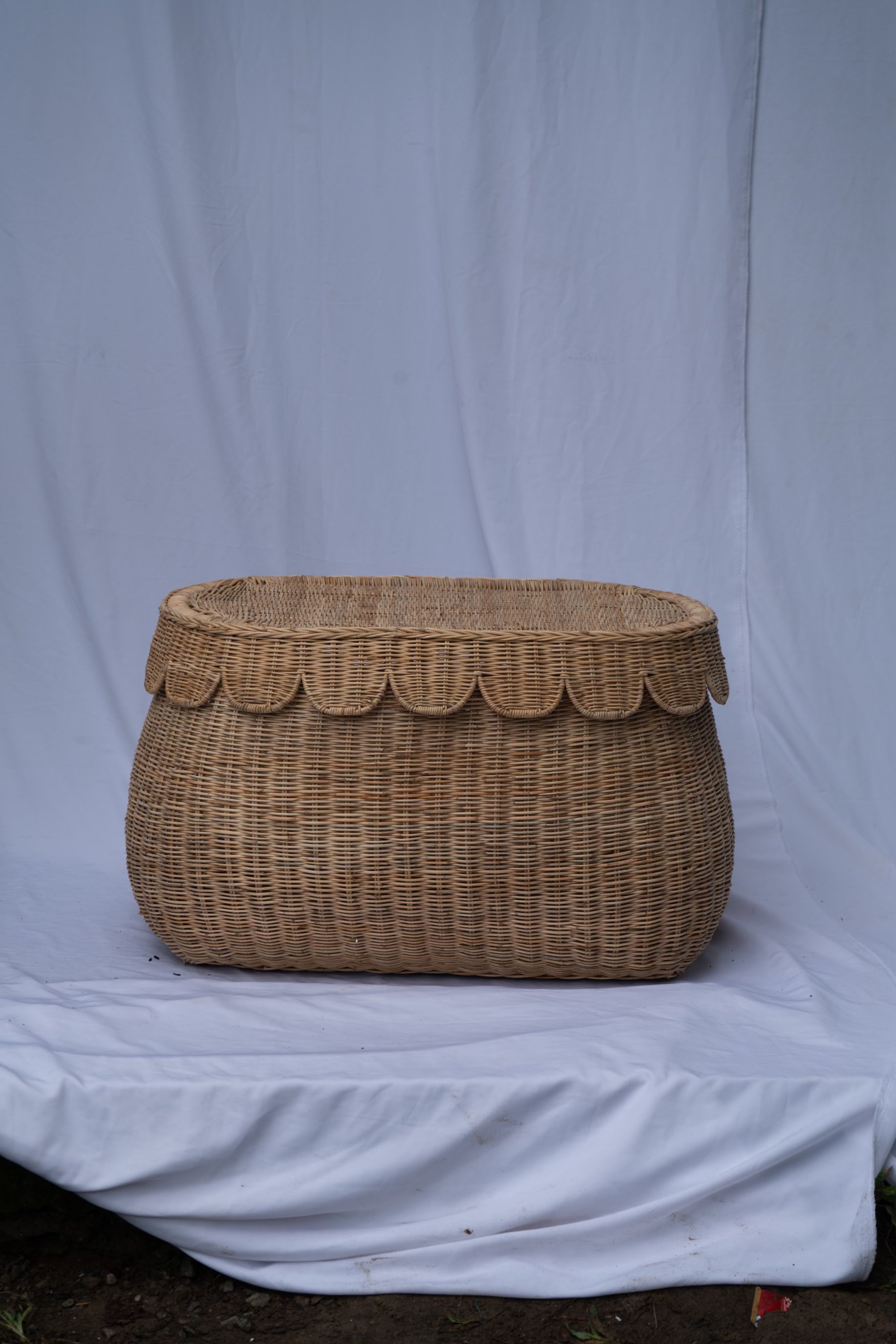 Scalloped Rattan Baskets - Multiple Sizes - Large