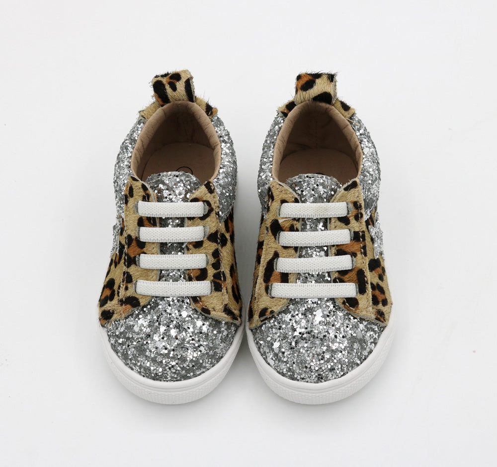 Low Top Sneakers - Hair Leopard / Glitter Star