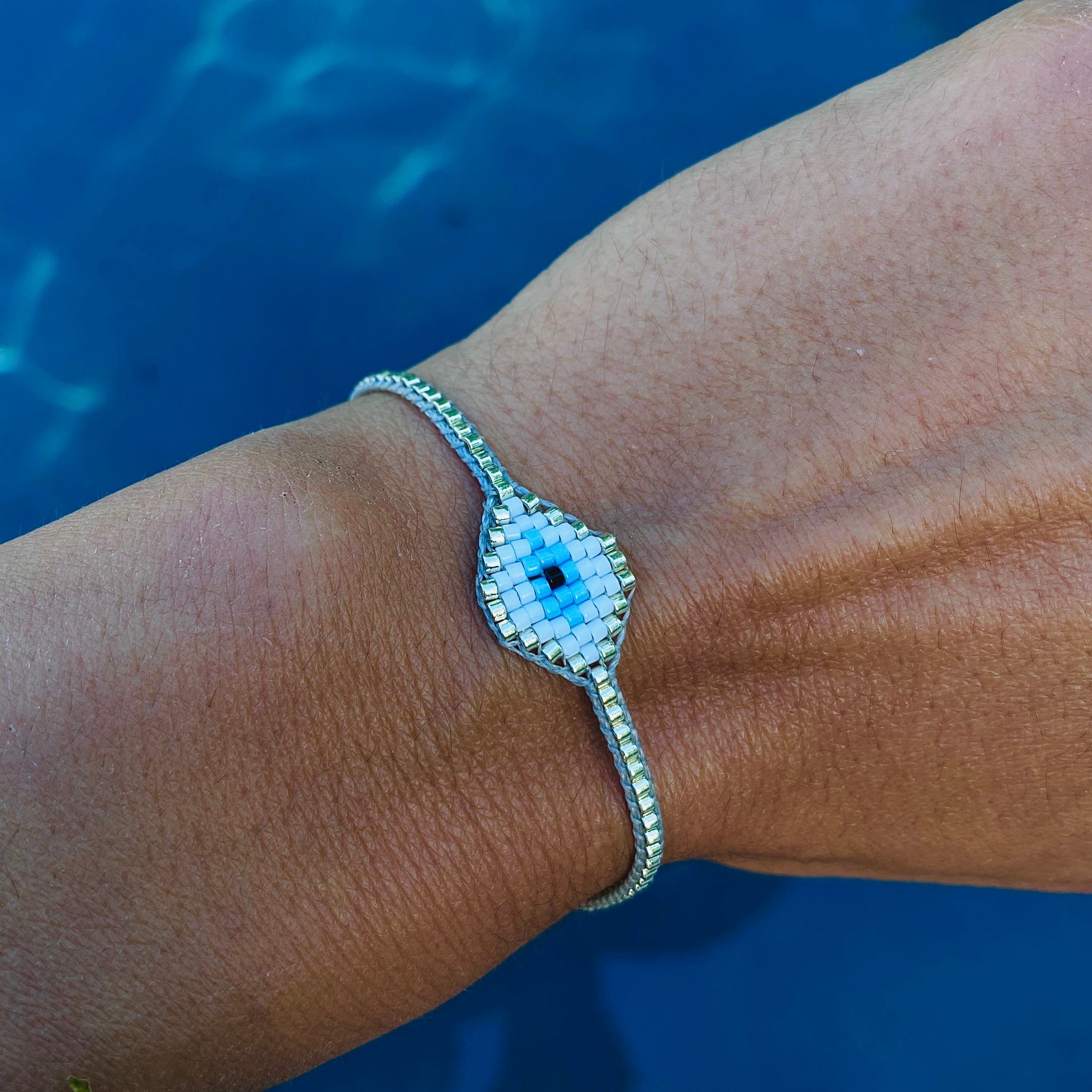 Silver Miyuki Eye Bracelet