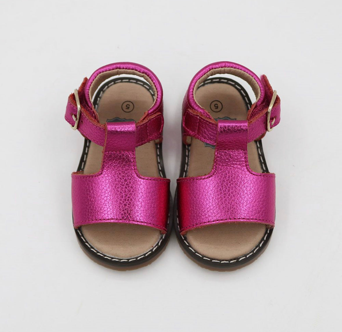 Paige T-bar Sandals - Metallic Pink