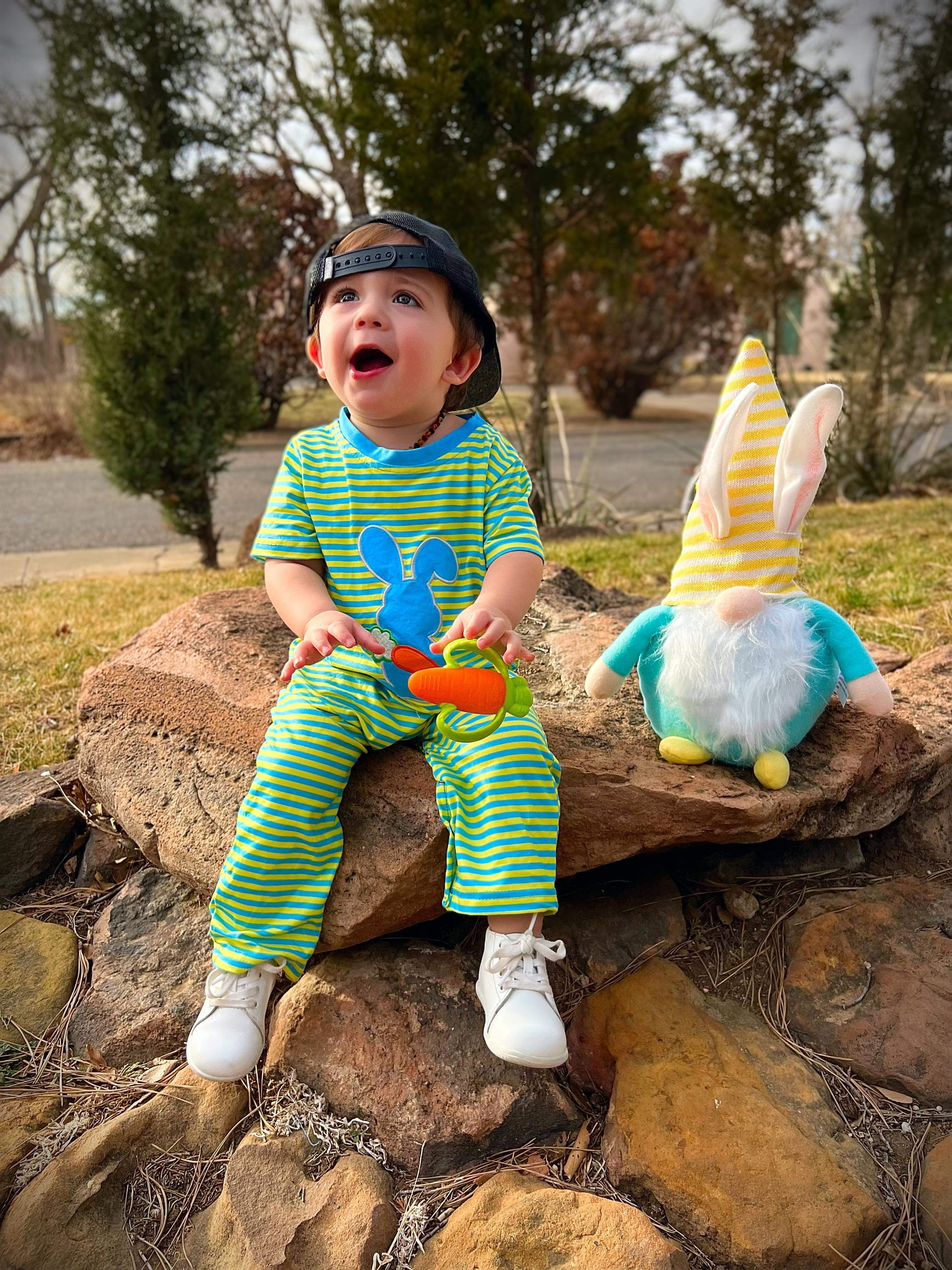 Baby Boy Bunny Stripe Romper