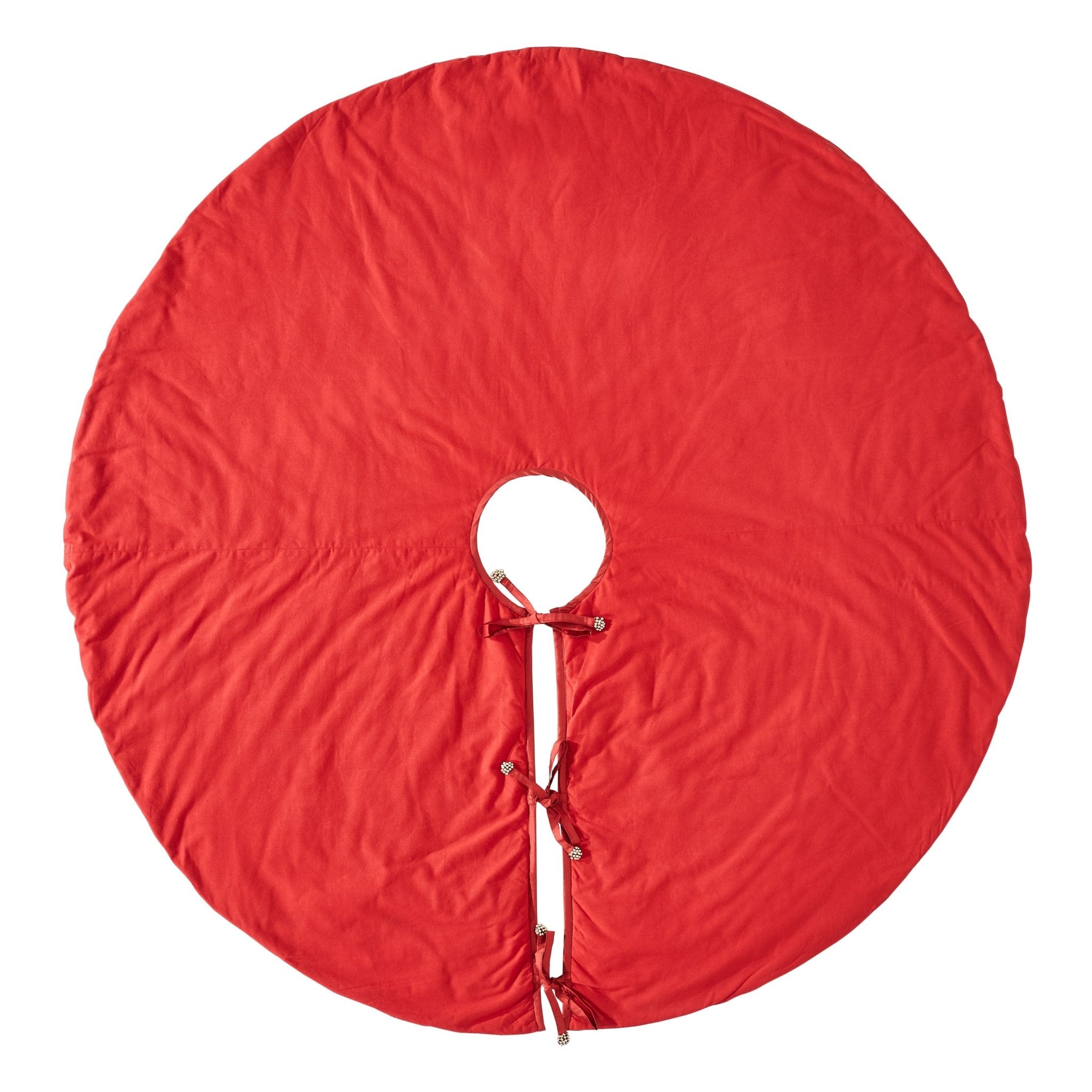 Imperial Design Hand Beaded Red Christmas Tree Skirt Red 60"