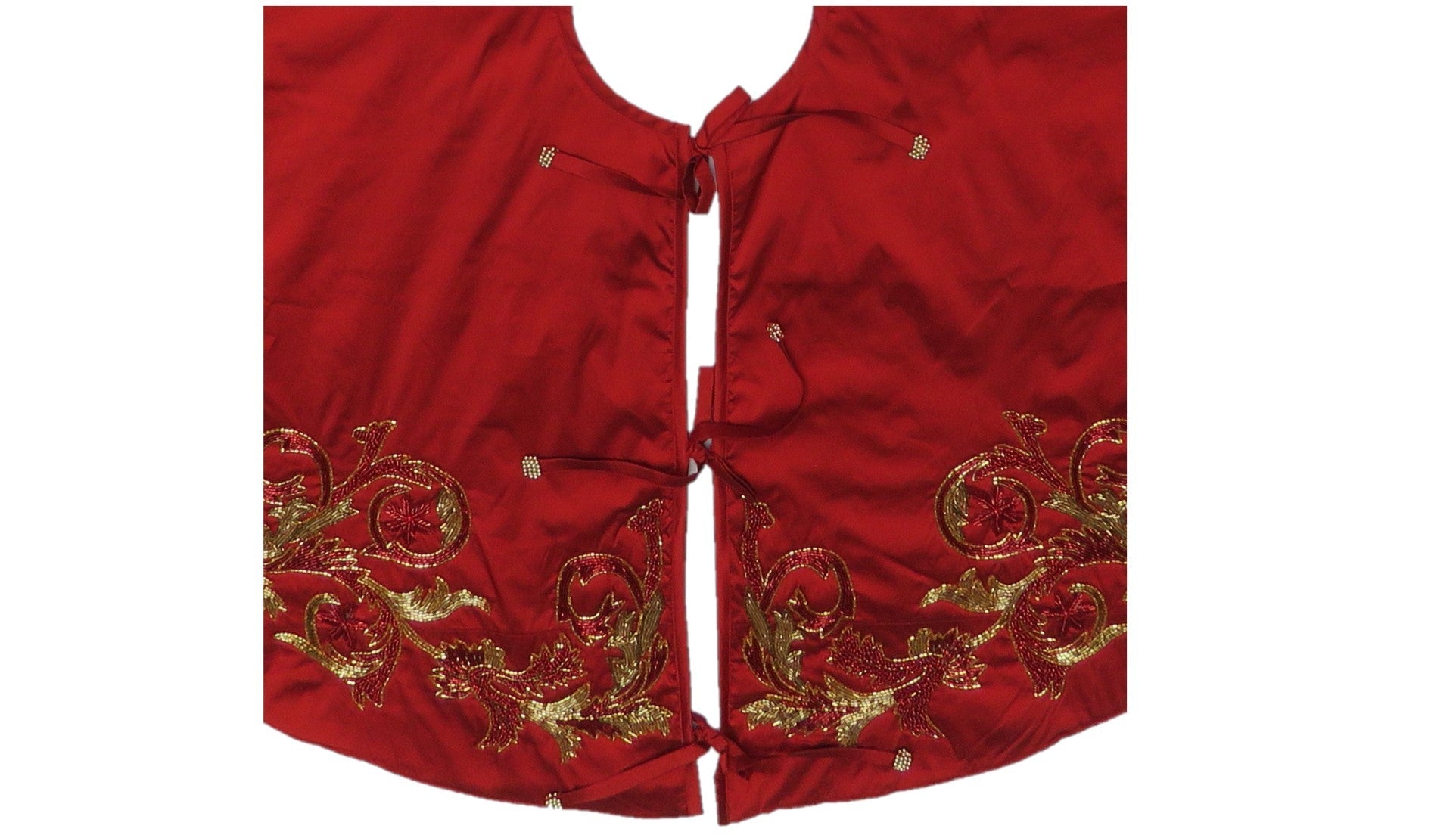 Imperial Design Hand Beaded Red Christmas Tree Skirt Red 60"