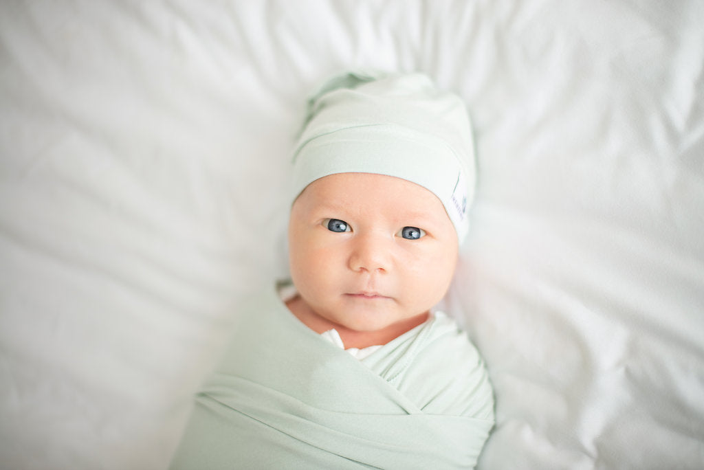 Newborn Top Knot Hat - Sage