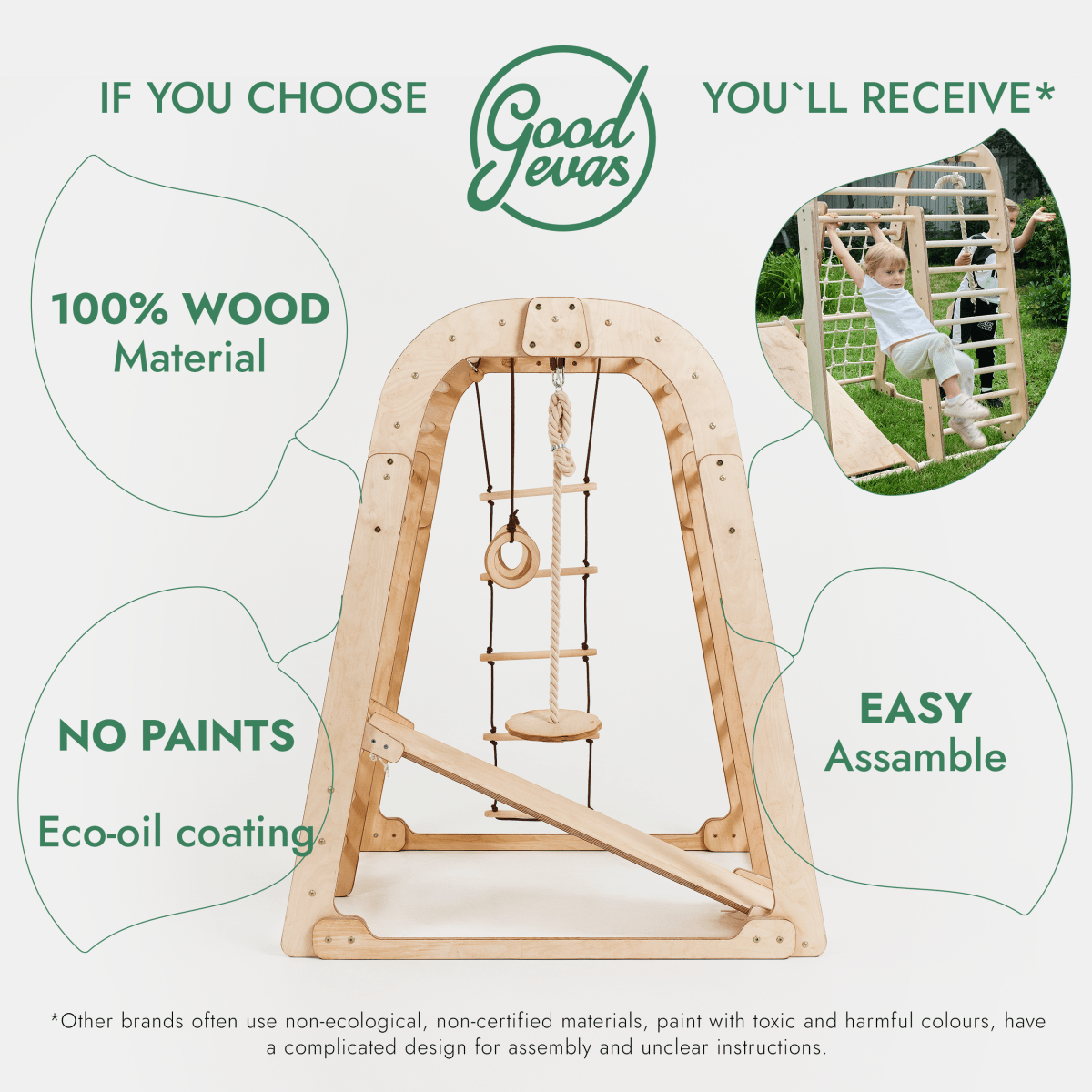 Indoor Playground For Children - 7in1 Playground + Swings Set + Slide Board + Art Set