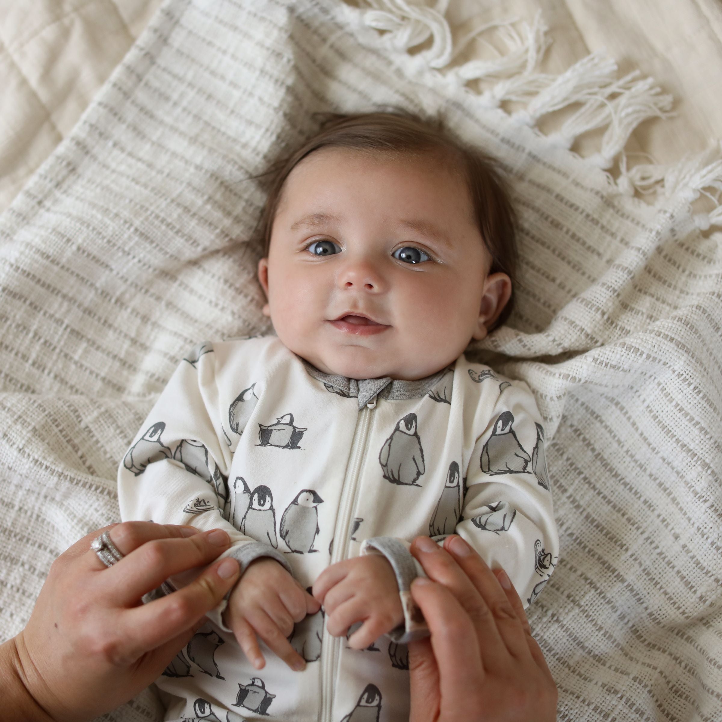 Penguin Printed Footie In Sustainable Fabric