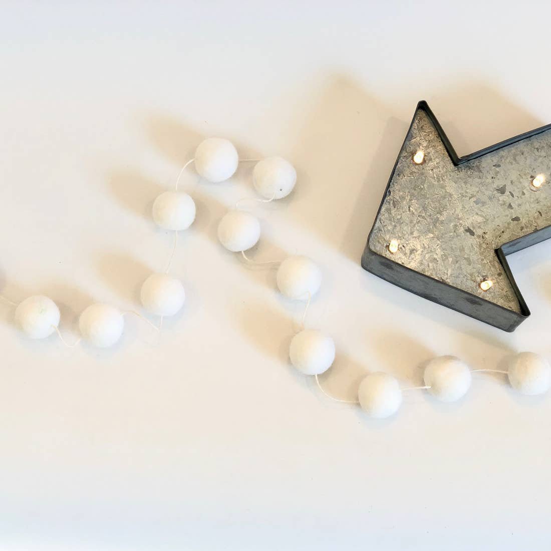 Ivory Wool Pom Pom Garland