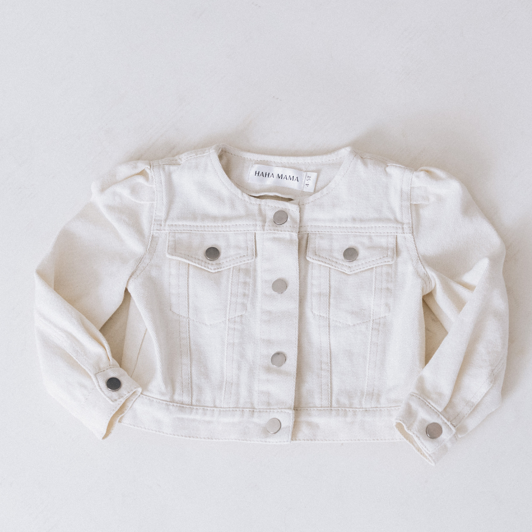 Ivory Cropped Denim Jacket - Child