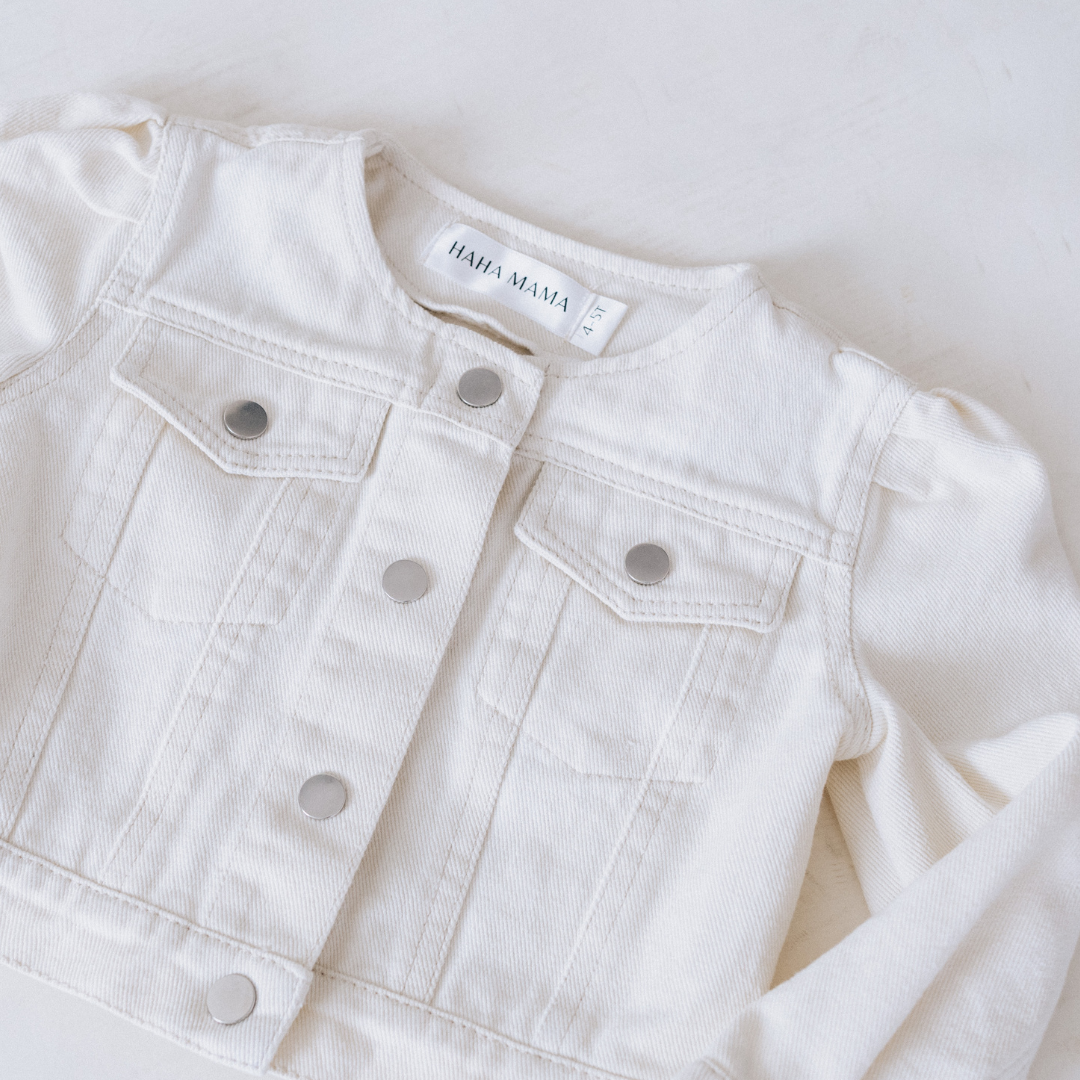 Ivory Cropped Denim Jacket - Child