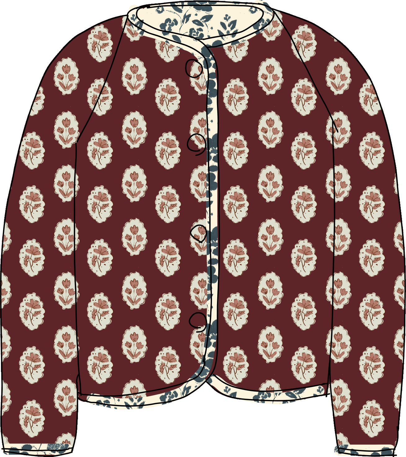 Quilted Jacket In Intaglio Maroon