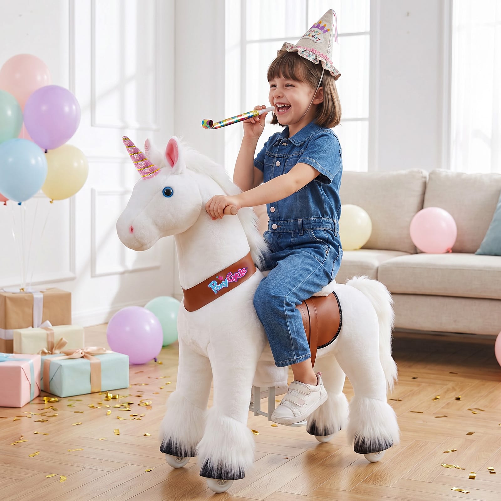 Model U Unicorn Riding Toy Age 4-8 White