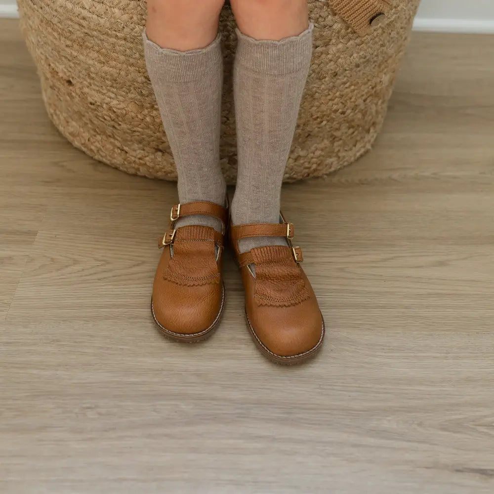 Kiltie T-strap - Cognac