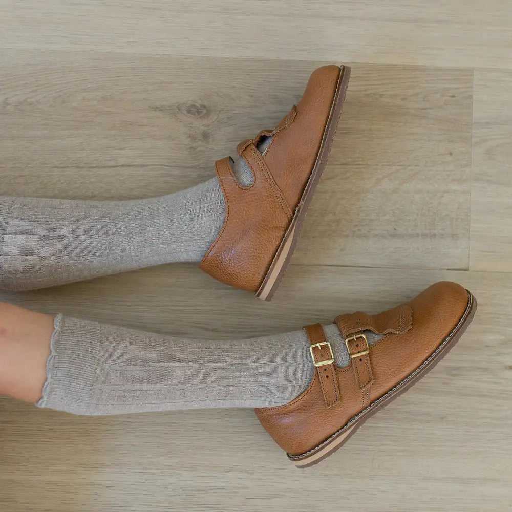 Kiltie T-strap - Cognac