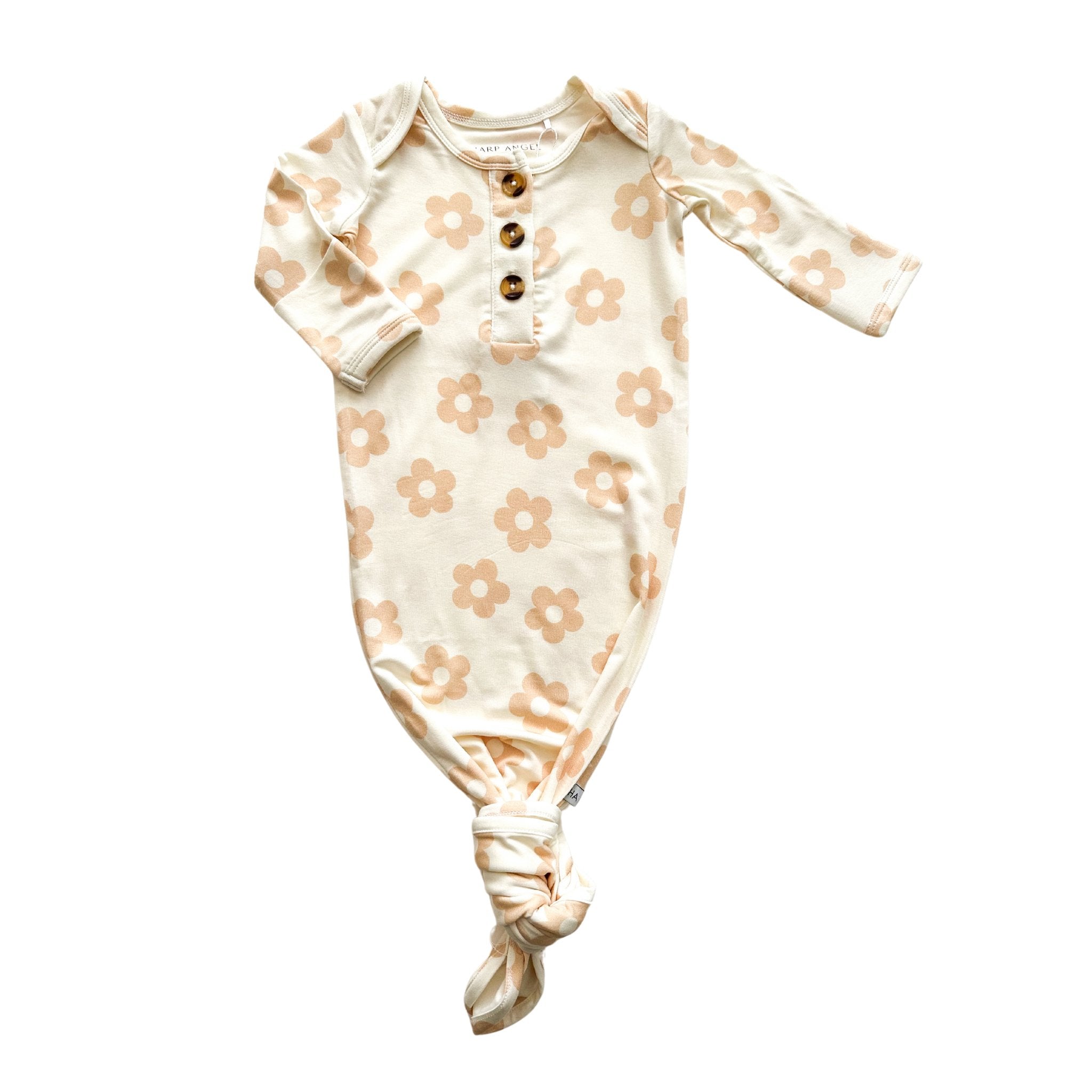 Knotted Baby Gown - Blush Daisy