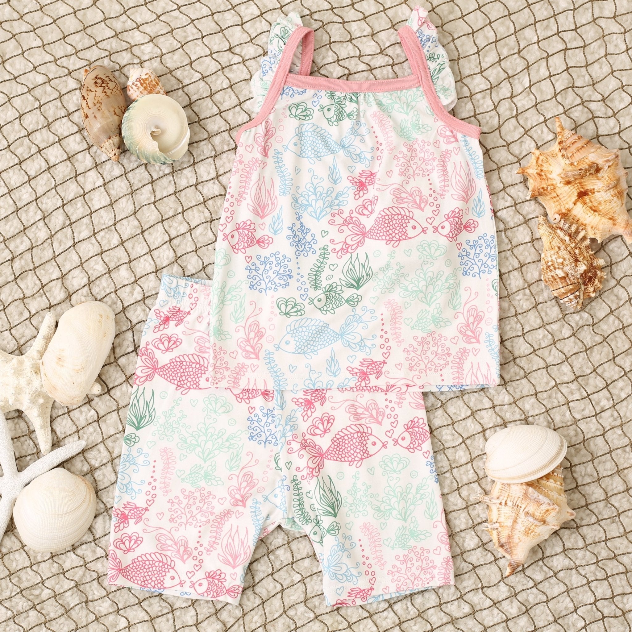 Koi Fish Flutter Sleeve Shorts Pjs