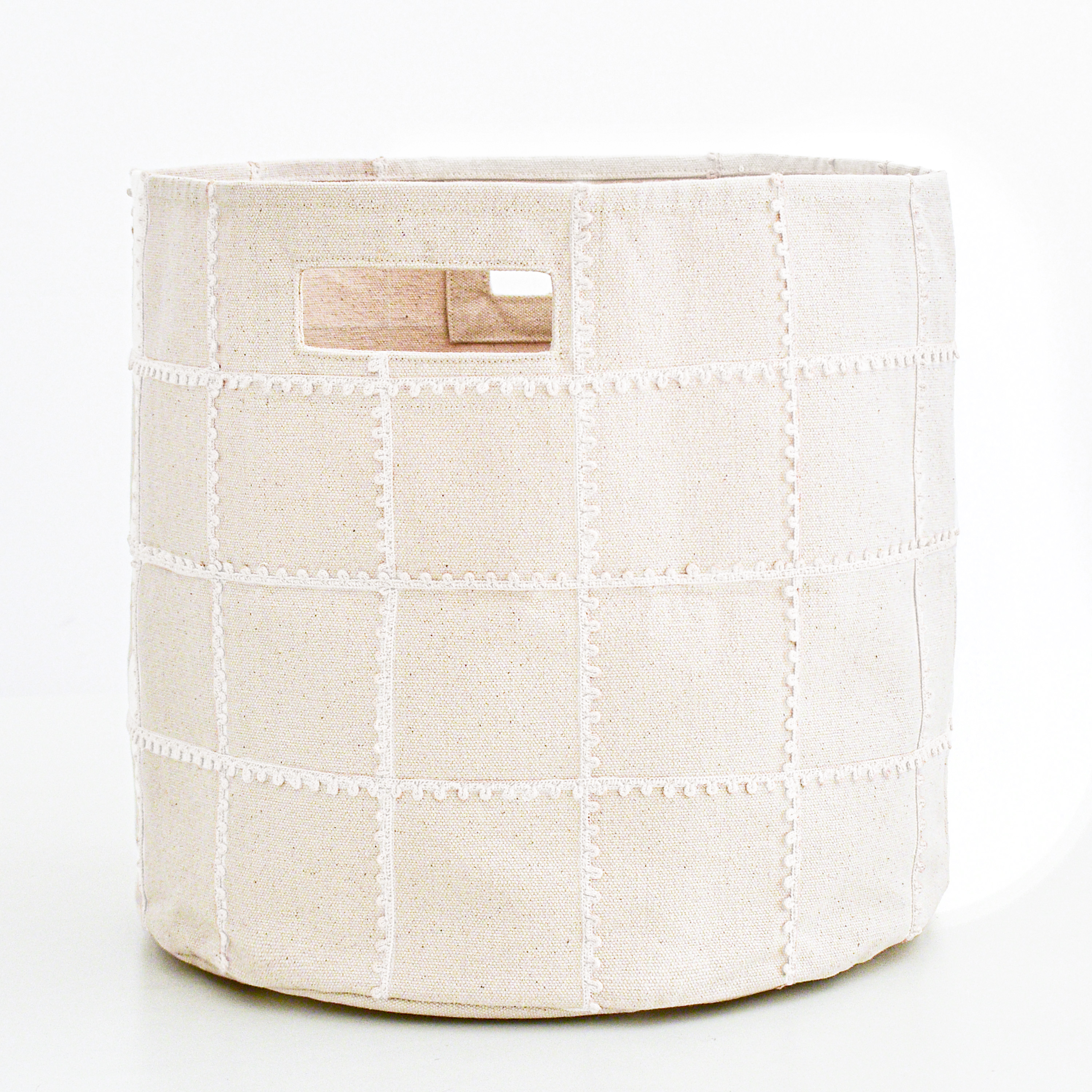 Handmade Canvas Storage Basket Lace - Ivory