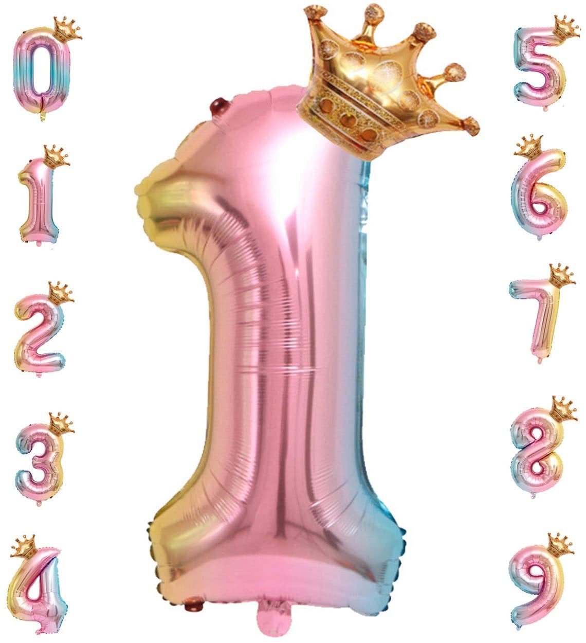 Rainbow Crown Number Balloon